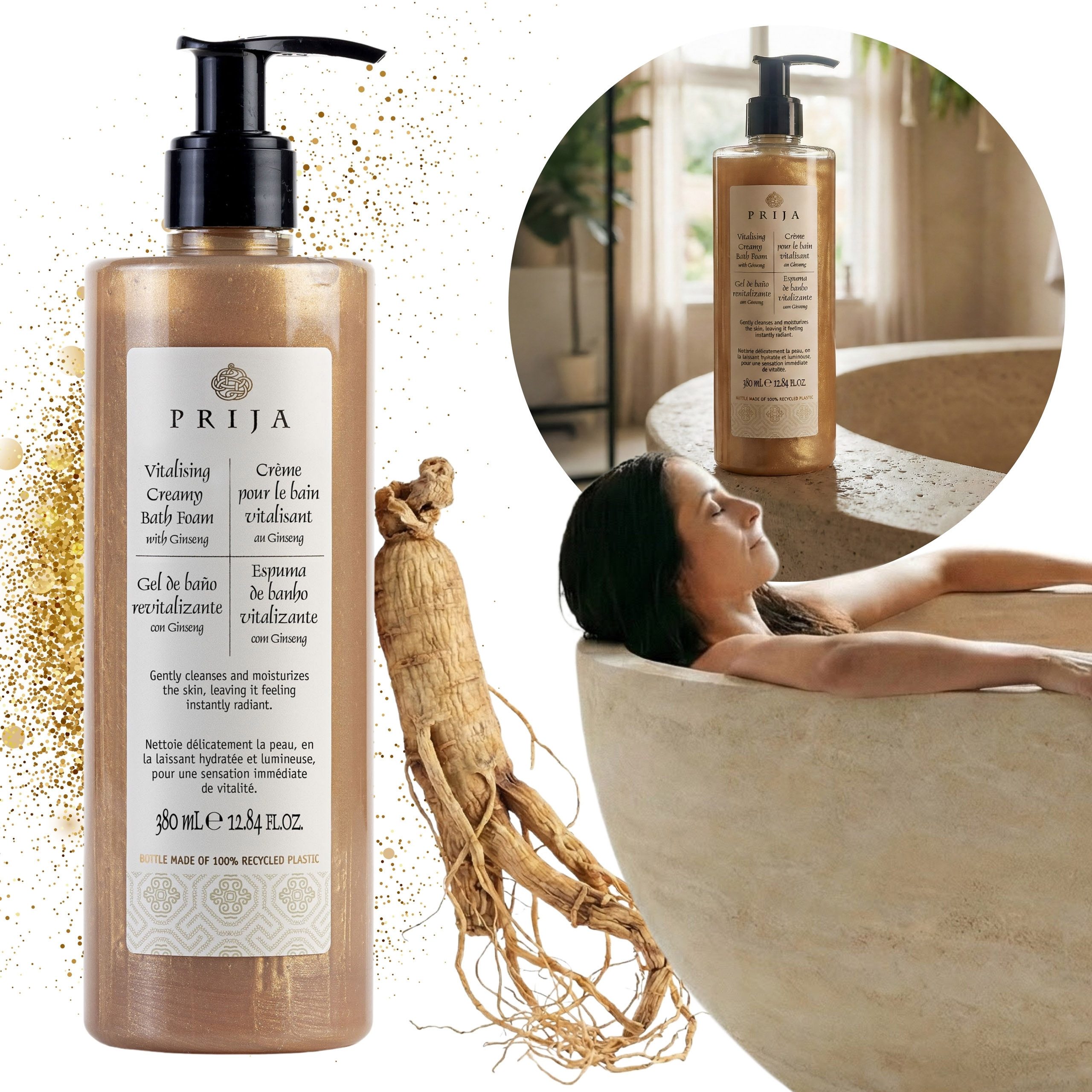 PRIJA Duschgel PRIJA Nährendes Badeöl mit Goldpartikeln und Ginseng, vegan