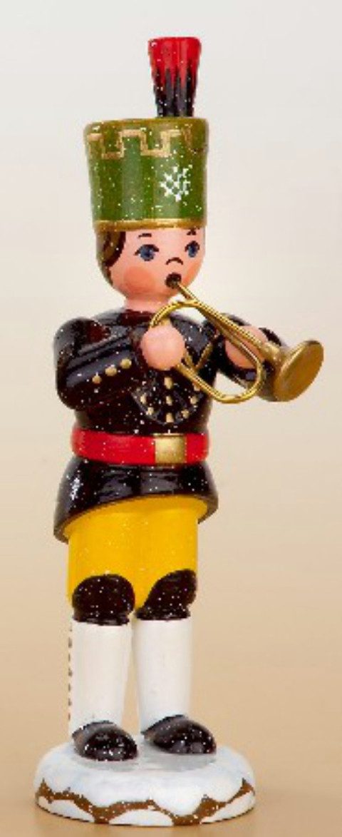 Hubrig Volkskunst Zschorlau Erzgebirge Sammelfigur Hubrig Bergmann mit Trompete