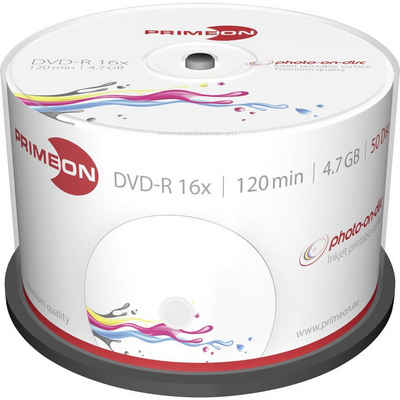 PRIMEON DVD-Rohling DVD-R 4.7GB 16x Photo-on-Disc 50er Spindel, Bedruckbar