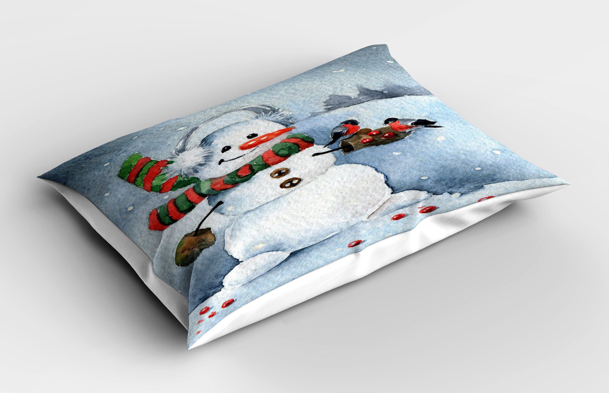 Kissenbezüge Dekorativer Standard Aquarell Gedruckter Kissenbezug, Abakuhaus Stück), Weihnachtswinter King Size (1 Schneemann