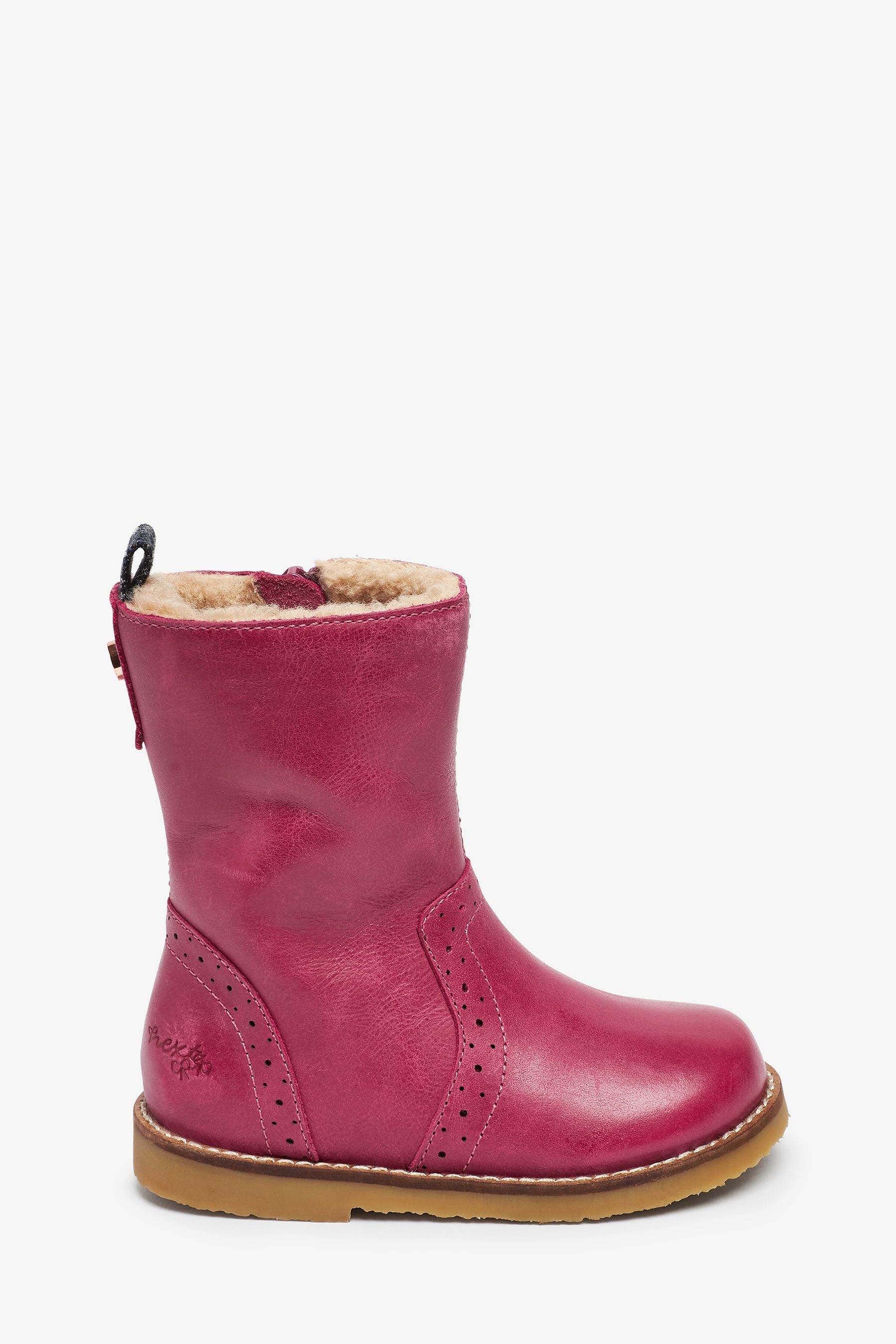 Next Warm gefütterte Langschaftstiefel aus Leder Stiefel (1-tlg) Pink