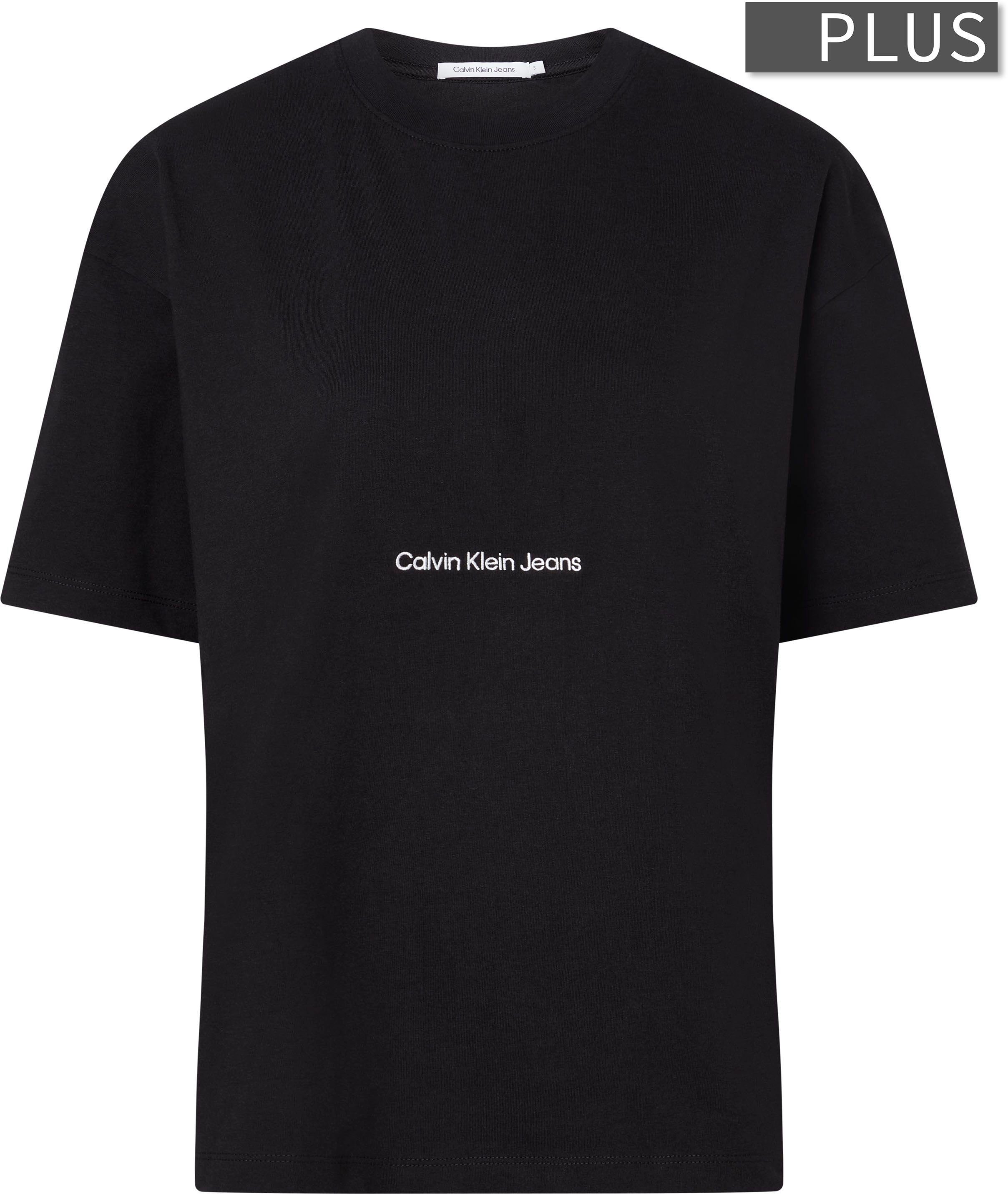 schwarz T-Shirt Plus Klein Rundhalsausschnitt Calvin mit Jeans