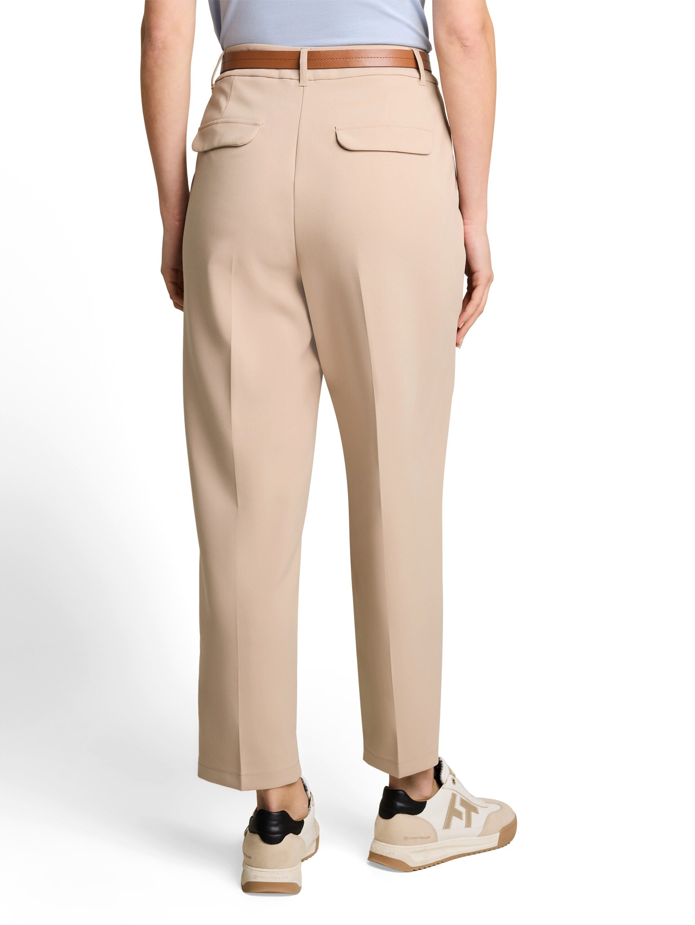 TOM TAILOR Bundfaltenhose Barrel Leg Sommerhose mit Gürtel