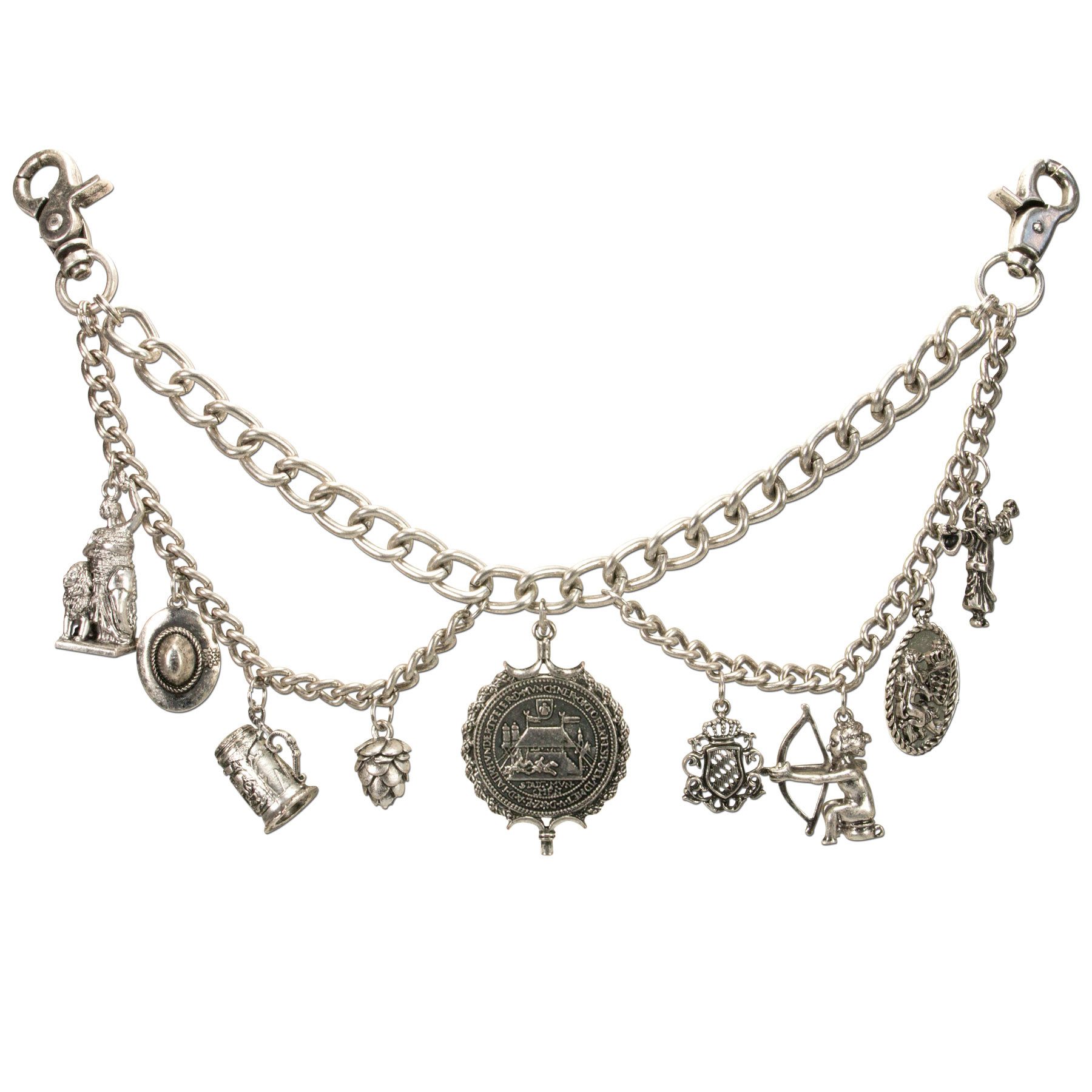 Trachtenlederhose Charivari Herren Kette Schmuck Lederhosen Anhänger Silber Oktoberfest