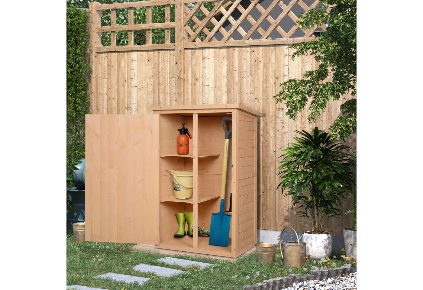 Thumbnail - Outsunny Gerätehaus Gartenhaus, Geräteschuppen mit Regalböden, BxT: 75x56 cm, (Gartenschrank, 1 St., Geräteschrank), für...