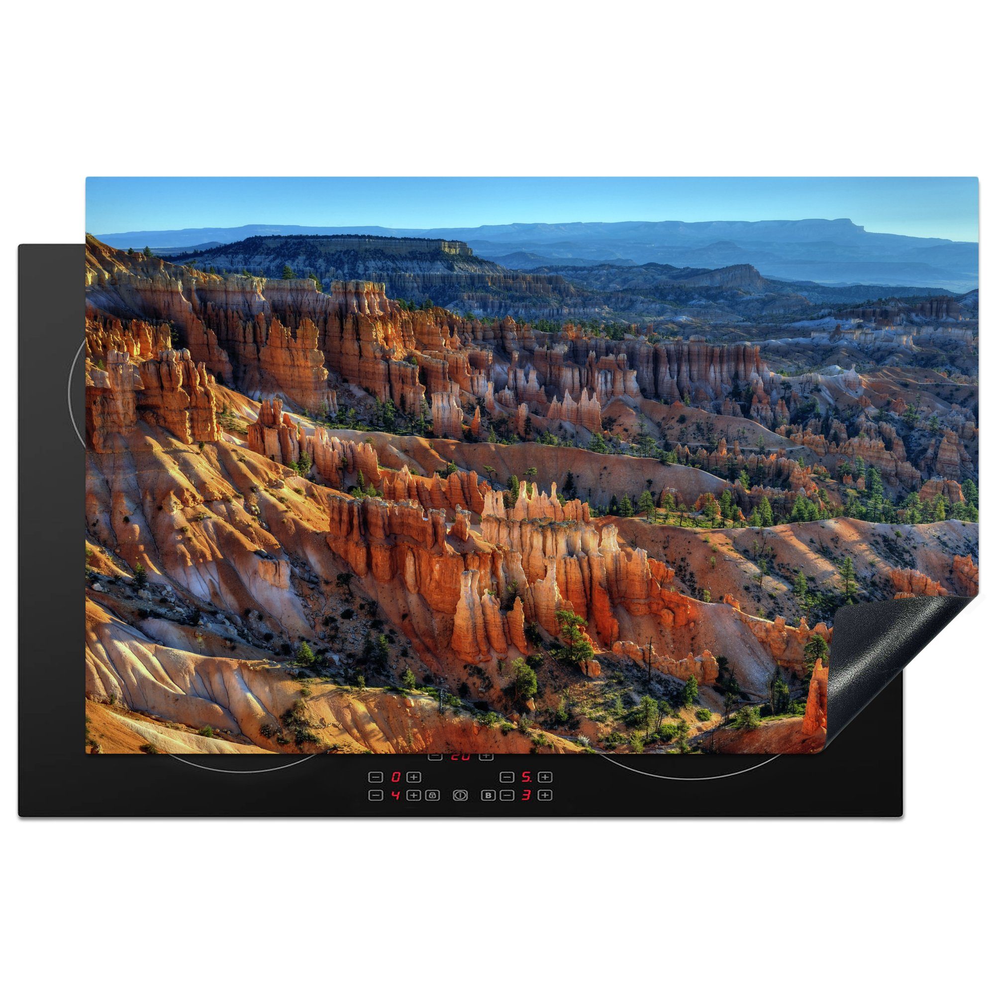 MuchoWow Herdblende-/Abdeckplatte Blauer Himmel über dem nordamerikanischen Nationalpark Bryce Canyon, Vinyl, (1 tlg), 81x52 cm, Induktionskochfeld Schutz für die küche, Ceranfeldabdeckung