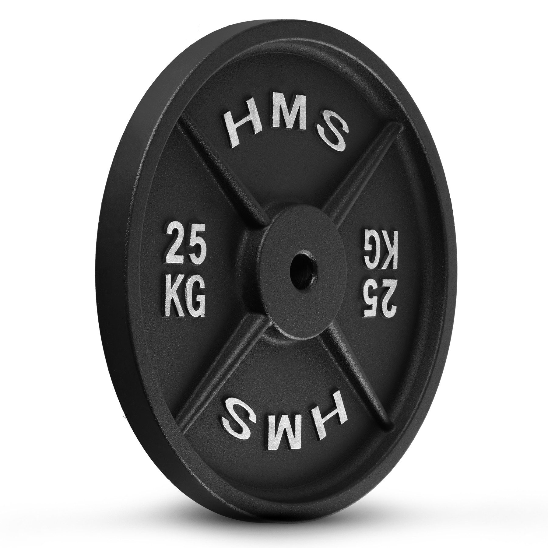 HMS Hantelscheibe Gewichtsscheibe Hantelgewicht Gusseisenscheibe, 25.0 kg, (Spar-Set, 1-tlg., 442 x 40 mm robust), Gusseisen, 31-mm-Bohrung, geprägte Gewichtsangabe