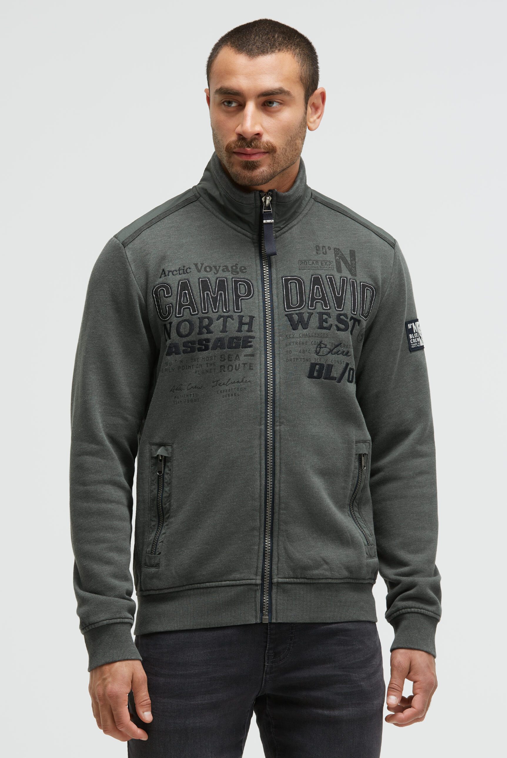 CAMP DAVID Sweatjacke mit Reißverschlusstaschen