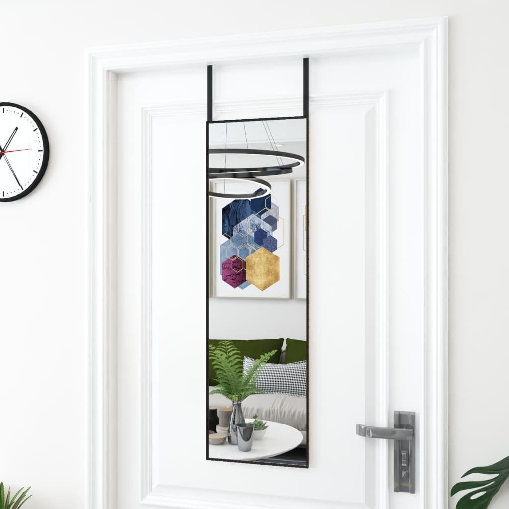 und Türspiegel Glas Wandspiegel Schwarz 30x100 cm Aluminium furnicato