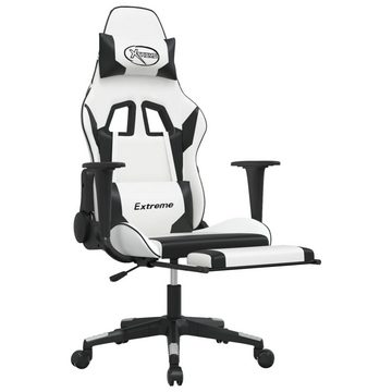 vidaXL Bürostuhl Gaming-Stuhl mit Fußstütze Weiß und Schwarz Kunstleder Home Office Ses