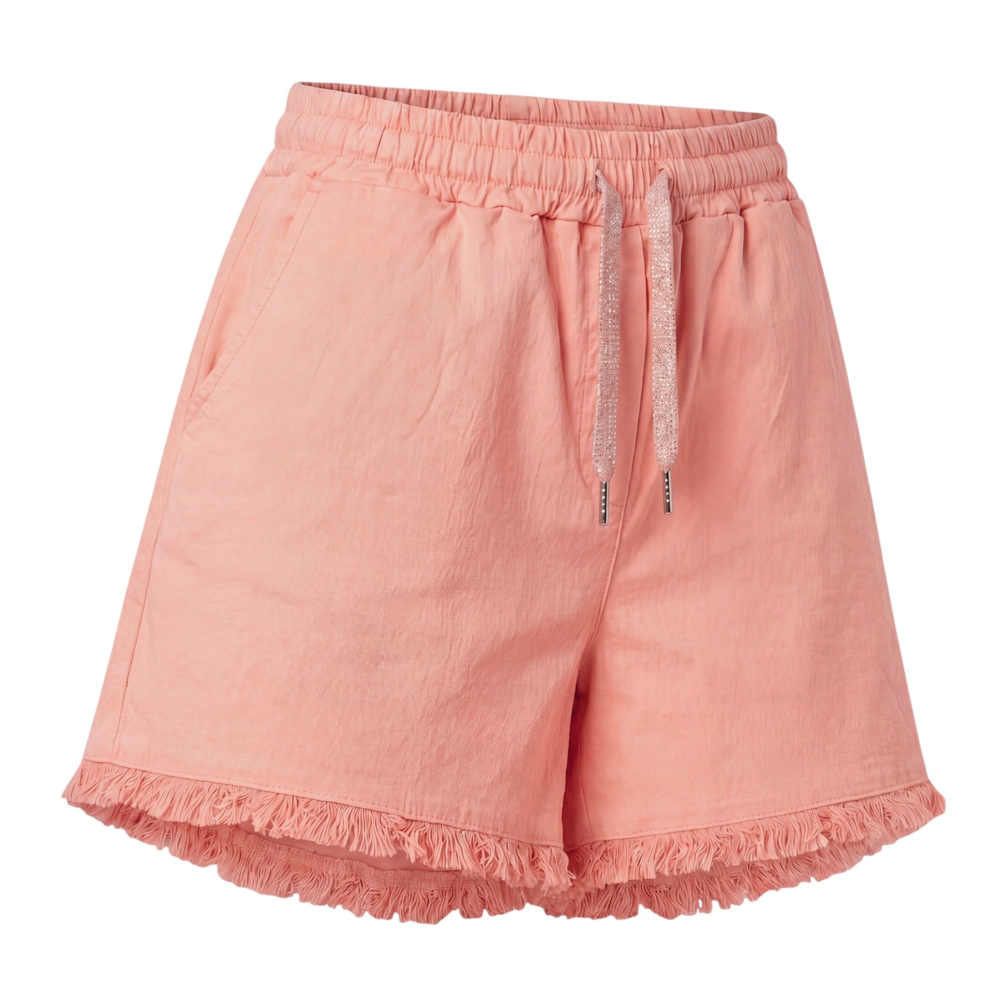 OriginalYou Chinoshorts Sommer Shorts Damen Strand Bermuda Kurze Stretch Hose Stretchgewebe in modernem Knitterlook, elastischer Bund mit Kordelzug