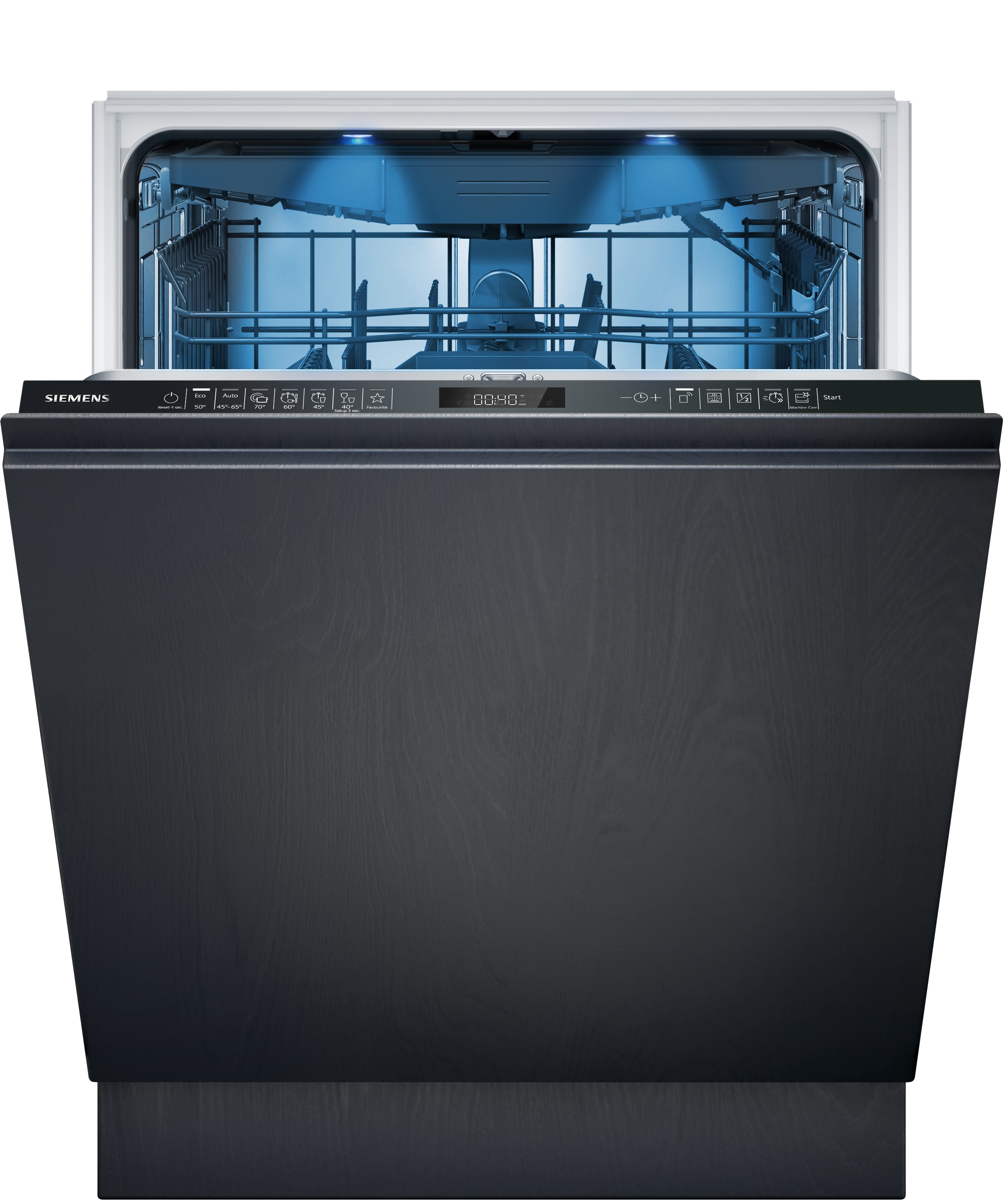 SIEMENS vollintegrierbarer Geschirrspüler iQ500 SX95EX16CE, 14 Maßgedecke, VarioScharnier und glassZone für empfindliche Gläser