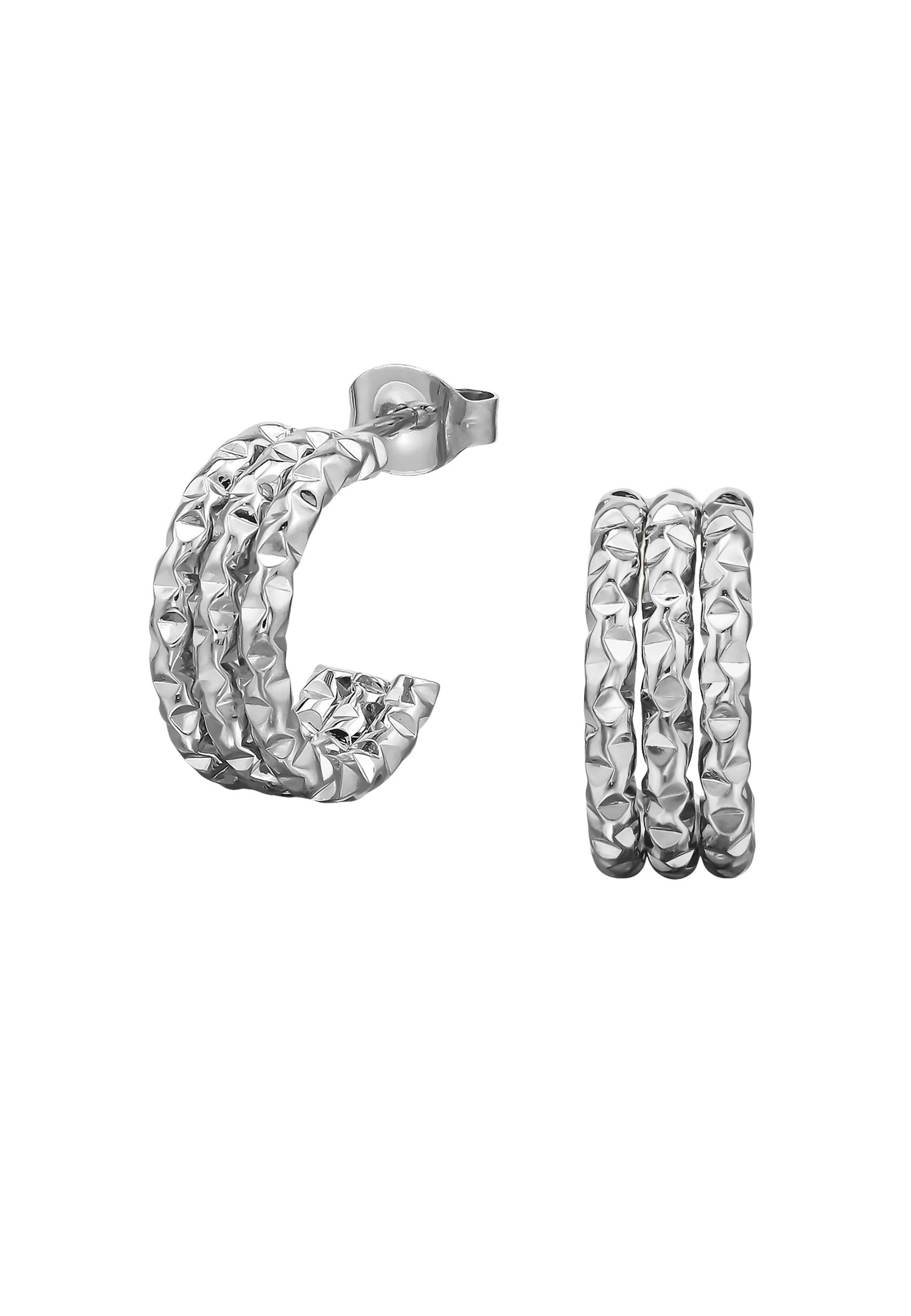 Diademita Paar Ohrstecker Ohrstecker mit Drei Linien/Stäben und Diamantschliff aus Edelstahl (Set)
