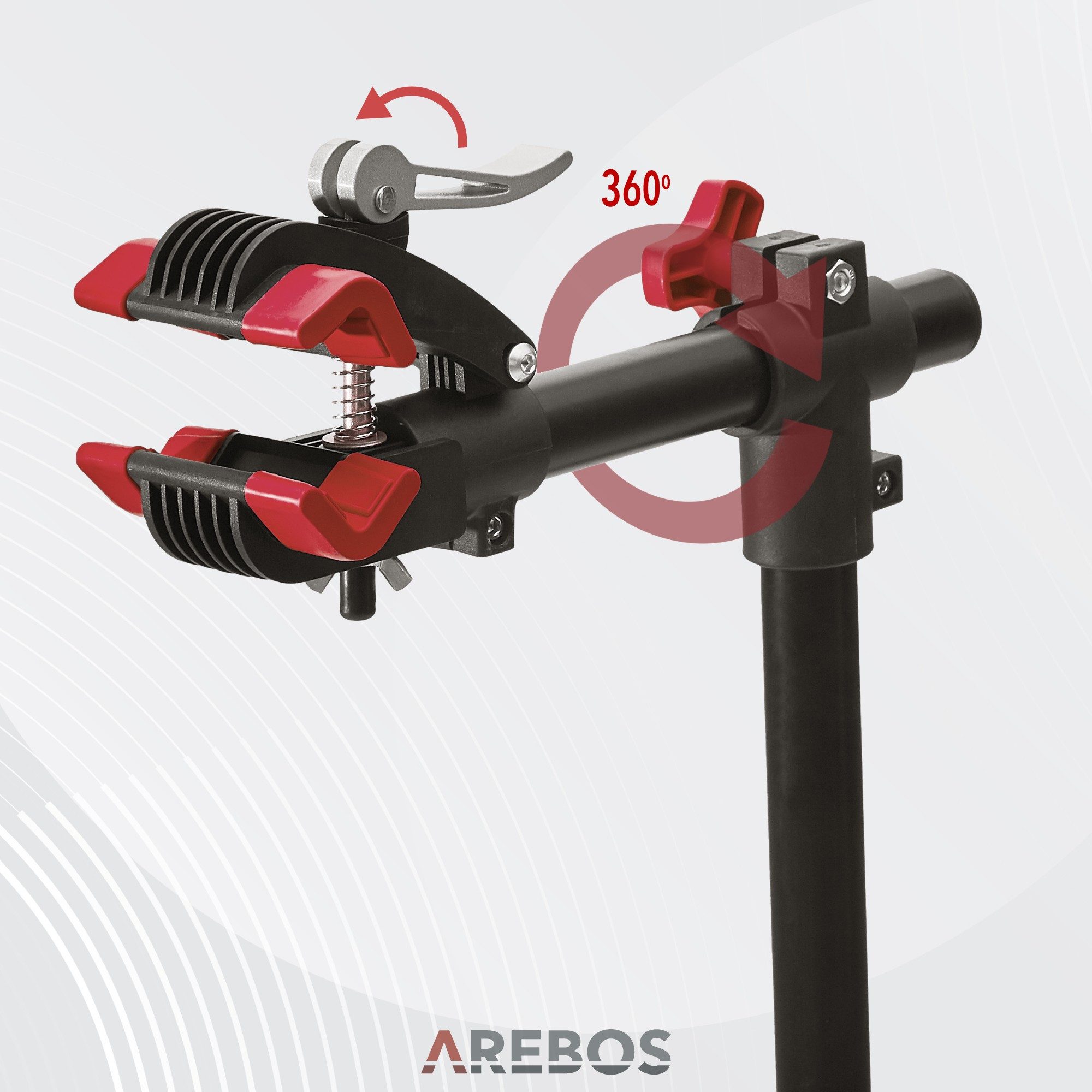 Arebos Fahrrad-Montageständer E-Bike ständer mit Tragetasche, 360° rotierbar, Belastbarkeit 30 kg, Höhe: 112,5-188,5 cm