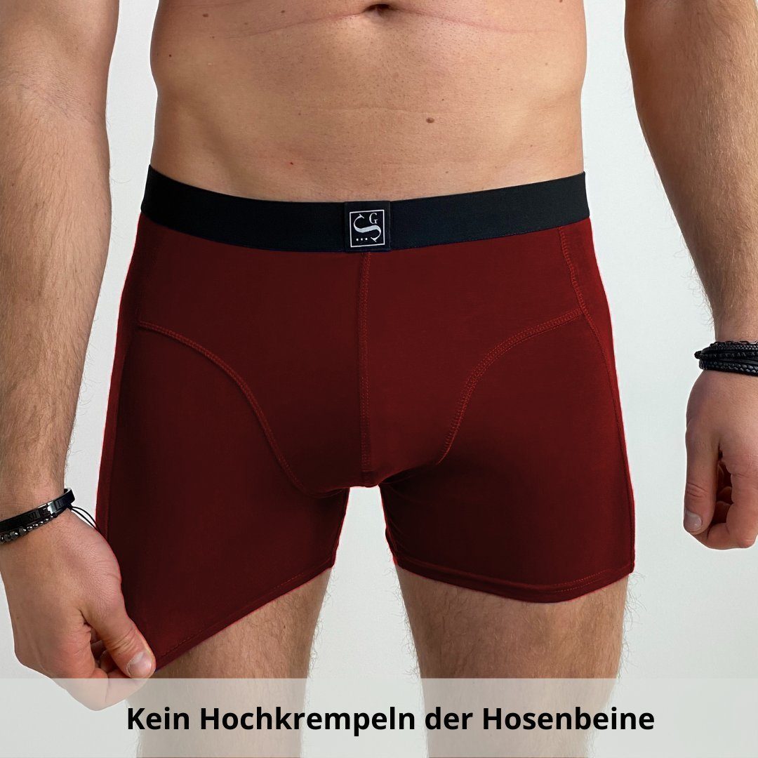 aus Boxershorts statt perfekter Sitztgut dank 3-St) Baumwolle Sitz Premium Herren (Set, Schnitt Jungen 3-teilig, für und 7-teiliger rot Unterhosen