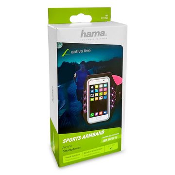 Hama Smartphone-Hülle Sportarmband Running für Smartphones, Mit LED-Beleuchtung in 3 Stufen, Aussparung für Kopfhörer, Elastan