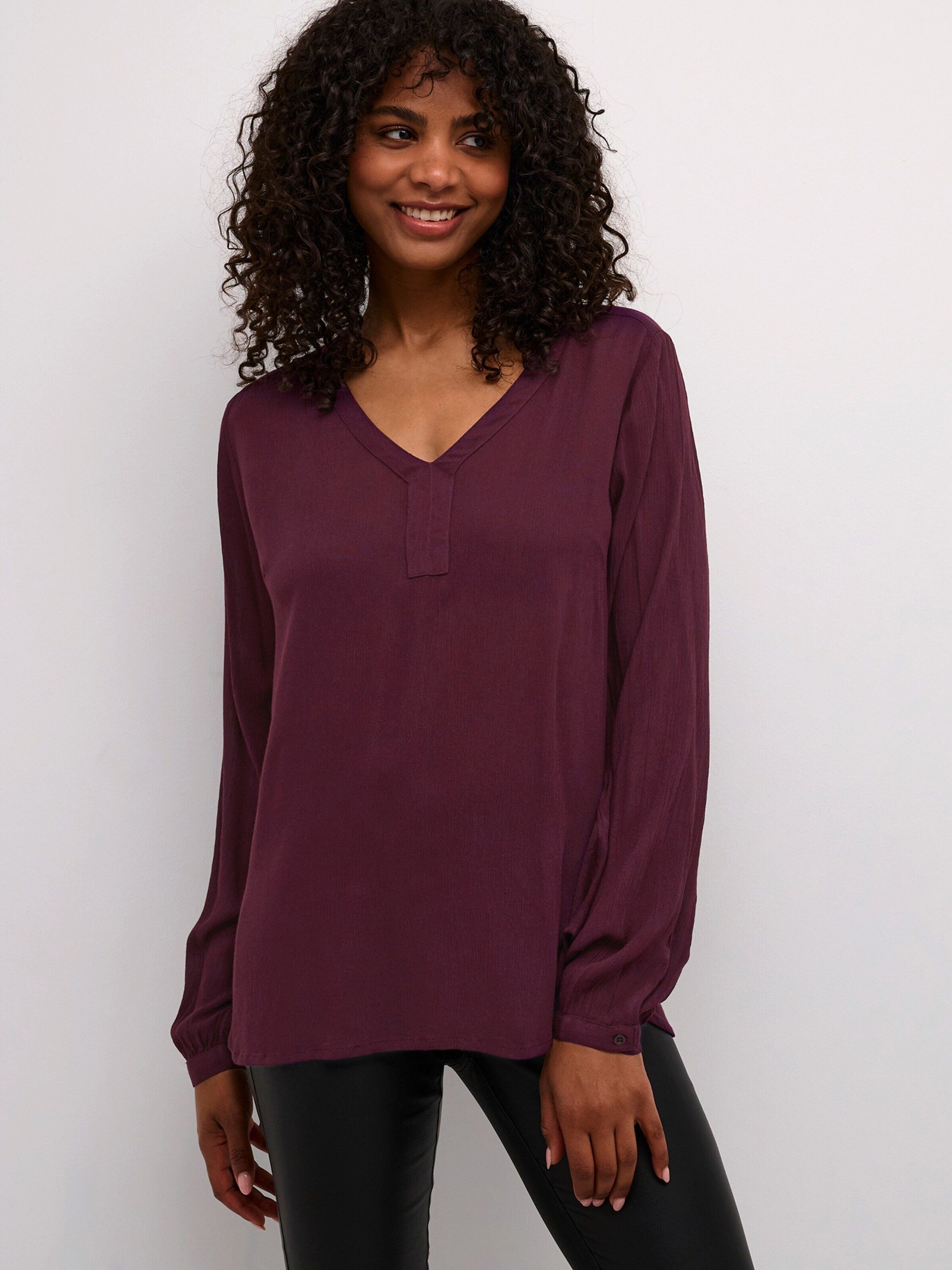 KAFFE Langarmbluse Amber (1-tlg) Drapiert/gerafft günstig online kaufen