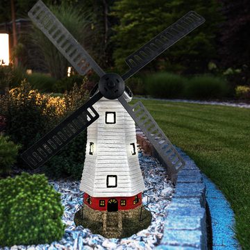 etc-shop LED Dekofigur, LED-Leuchtmittel fest verbaut, LED Gartenlampe Solarlampe Außendeko Windmühle bunt Garten Dekolampe