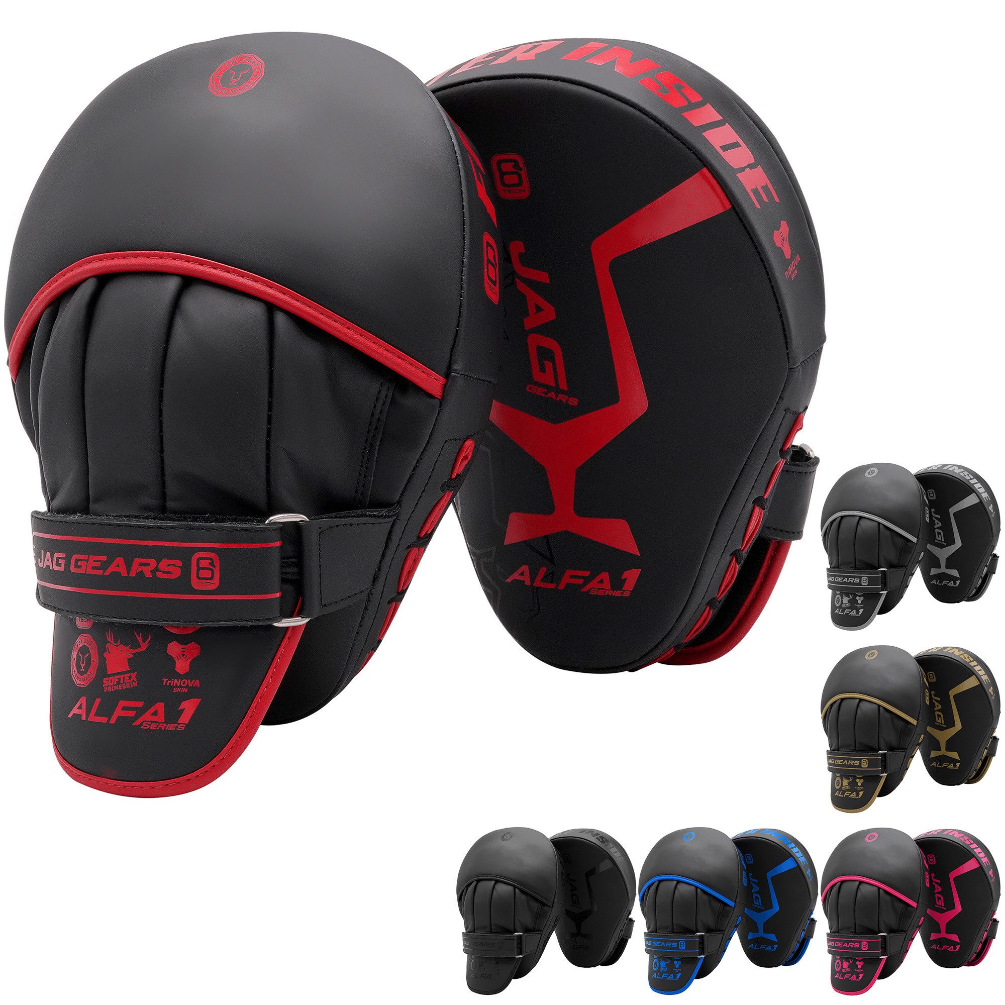 JAG GEARS Pratze Handpratzen Boxpads Schlagpolster MMA Kickboxen Muay Thai, Focus Mitts, Hochwertiges Leder, hochdichte Polsterung und ergonomischer Griff