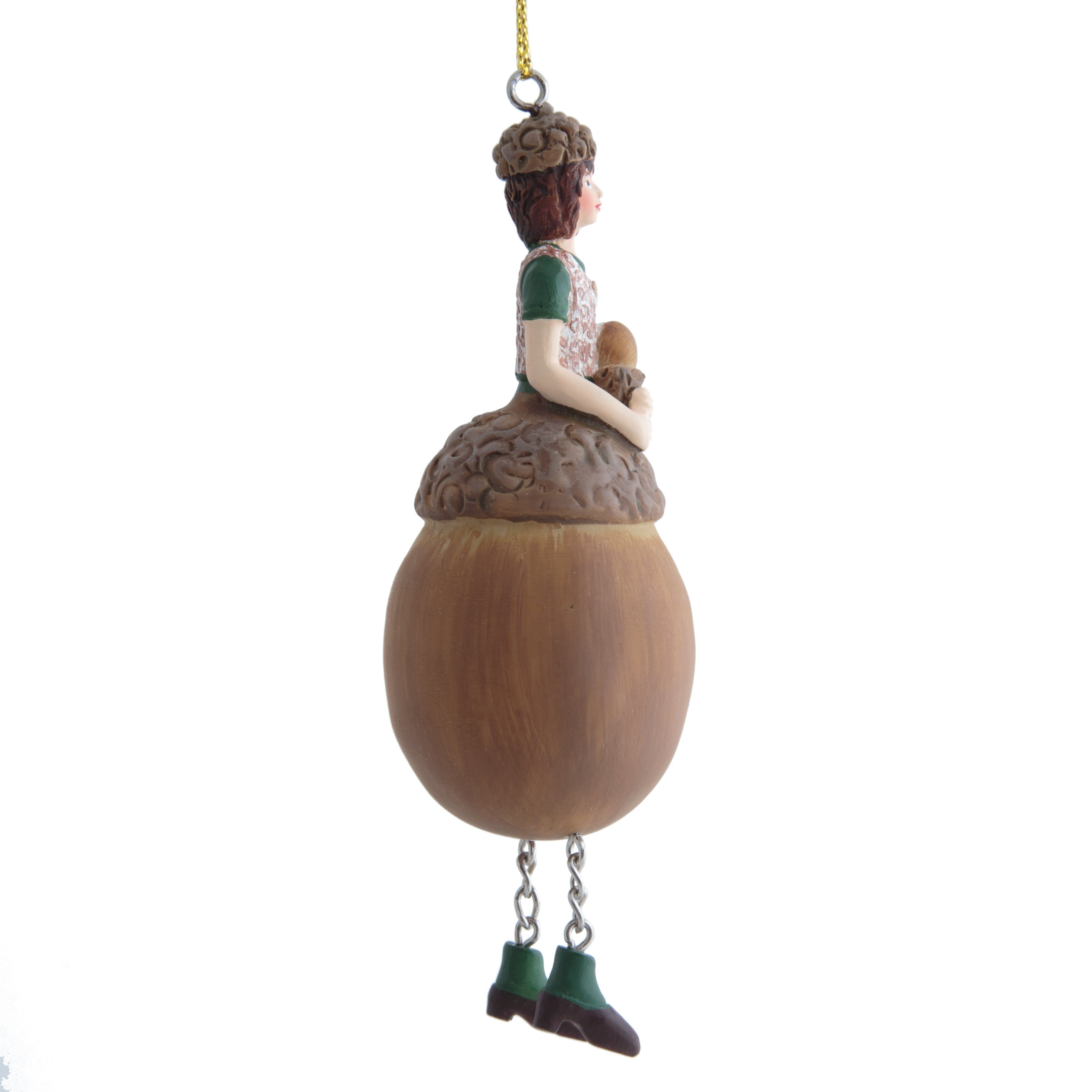 ROSEMARIE SCHULZ Heidelberg Dekofigur Blumenmädchen Eichel Dekohänger Weihnachtsdeko Deko-Objekt, Handbemalte Figur aus Polyresin – Bild 4 von 5