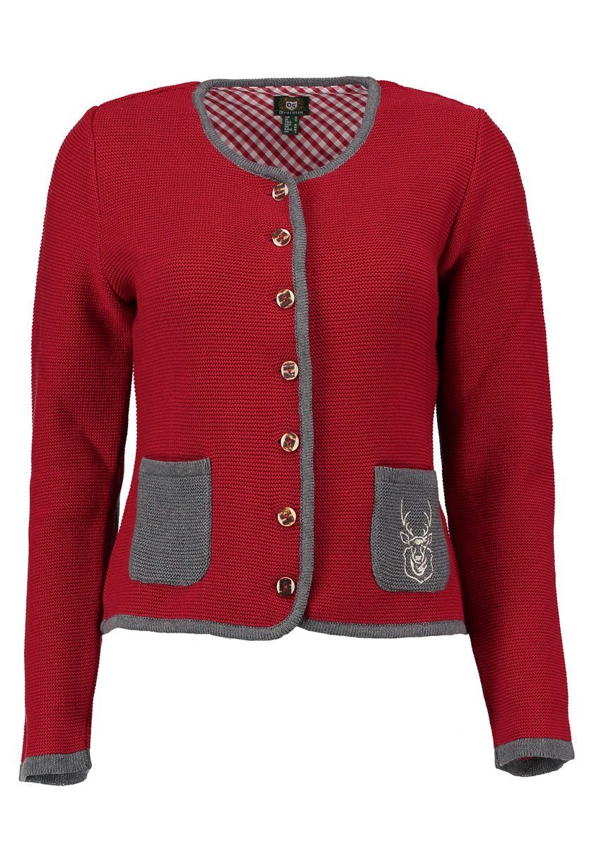 OS Trachten Strickjacke Enkeyo Trachtenjacke mit aufgesetzten Taschen, Hirs günstig online kaufen