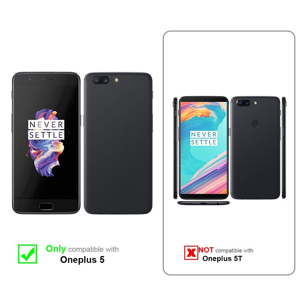 Cadorabo Handyhülle für OnePlus 5 Hülle OnePlus 5, Schutzhülle Hülle mit Standfunktion, Magnetverschluss und Kartenfach