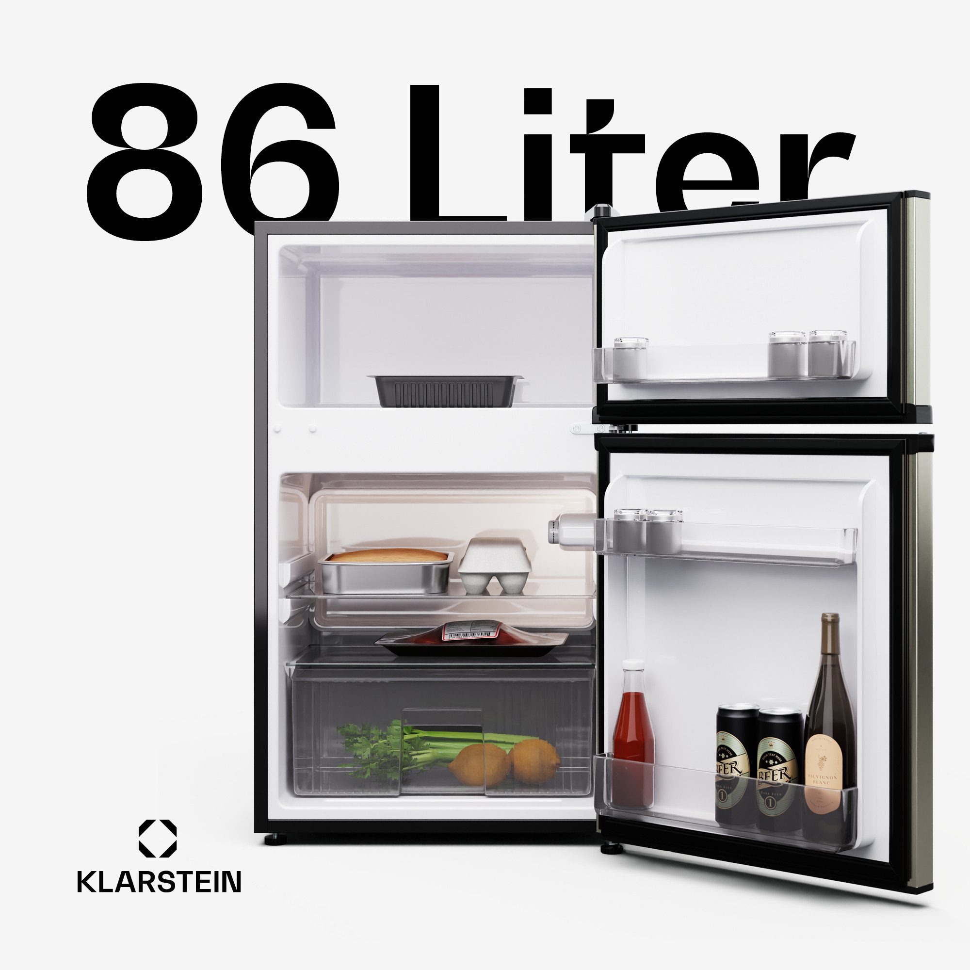 Klarstein Kühl-/Gefrierkombination 10045851, 84.5 cm hoch, 47 cm breit, Kühl-Gefrierschrank Mini Fridge Haus Getränkekühlschrank – Bild 4 von 5