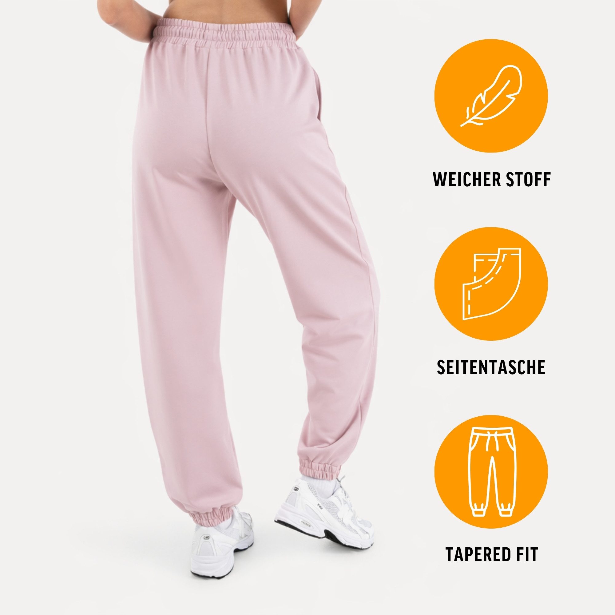 Smilodox Jogginghose Elura, Trainingshose Damen Tapered Fit, Sweatpants mit Tunnelzug Elastischer Bund, Kordelzug, Logo, Gym & Homewear