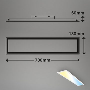 Briloner Leuchten LED Panel 7399016, CCT Farbtemperatursteuerung, Fernbedienung, dimmbar, Timer, Nachtlicht, Speicherfunktion, LED fest verbaut, Kaltweiß, Neutralweiß, Tageslichtweiß, Warmweiß, Deckenlampe, 78 x 18 x 6,5 cm, Weiß, 24,5W, Wohnzimmer, Schlafzimmer