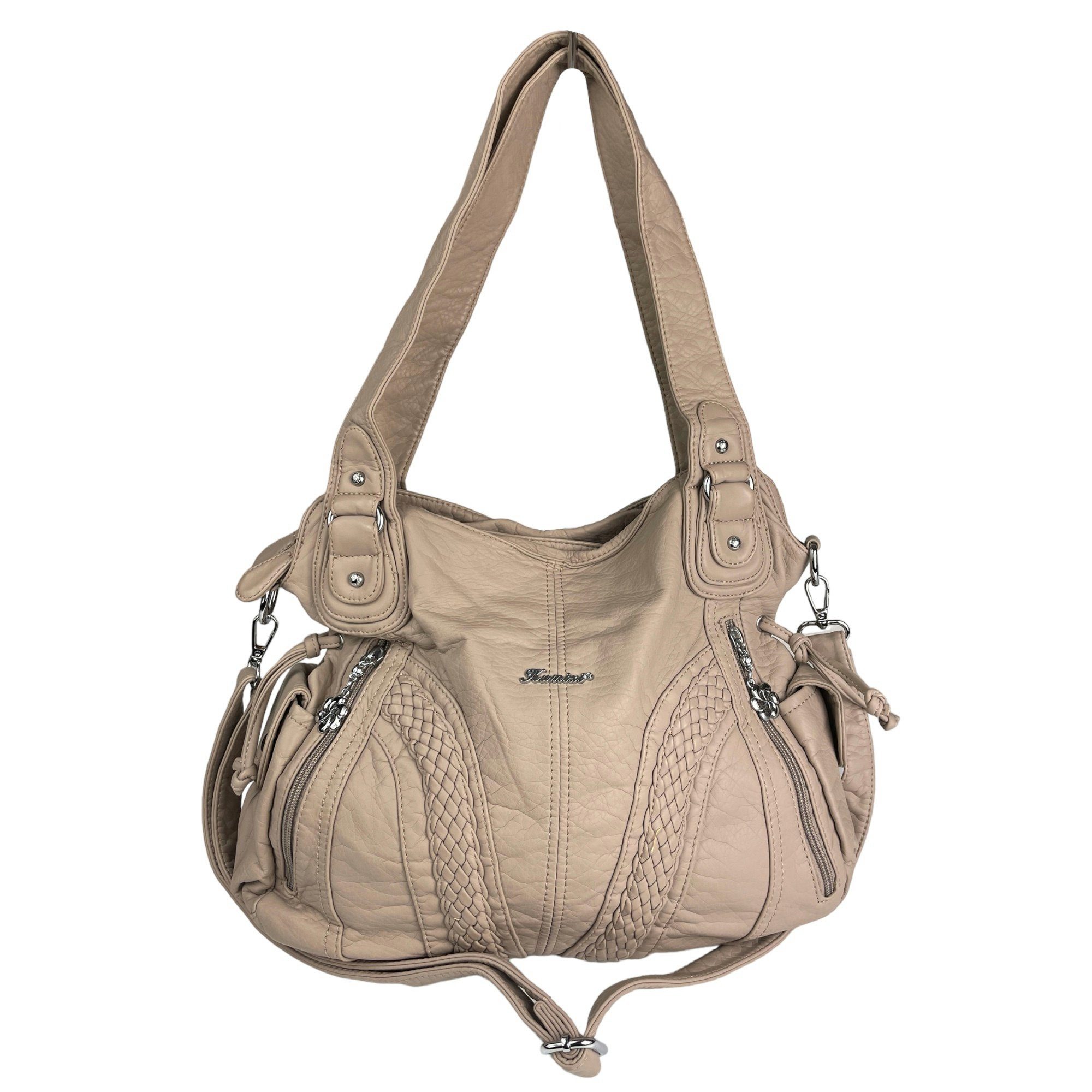 Taschen4life Schultertasche Damen Handtasche 1555-3, Schultertasche mit extra Trageriemen, Alltagstasche