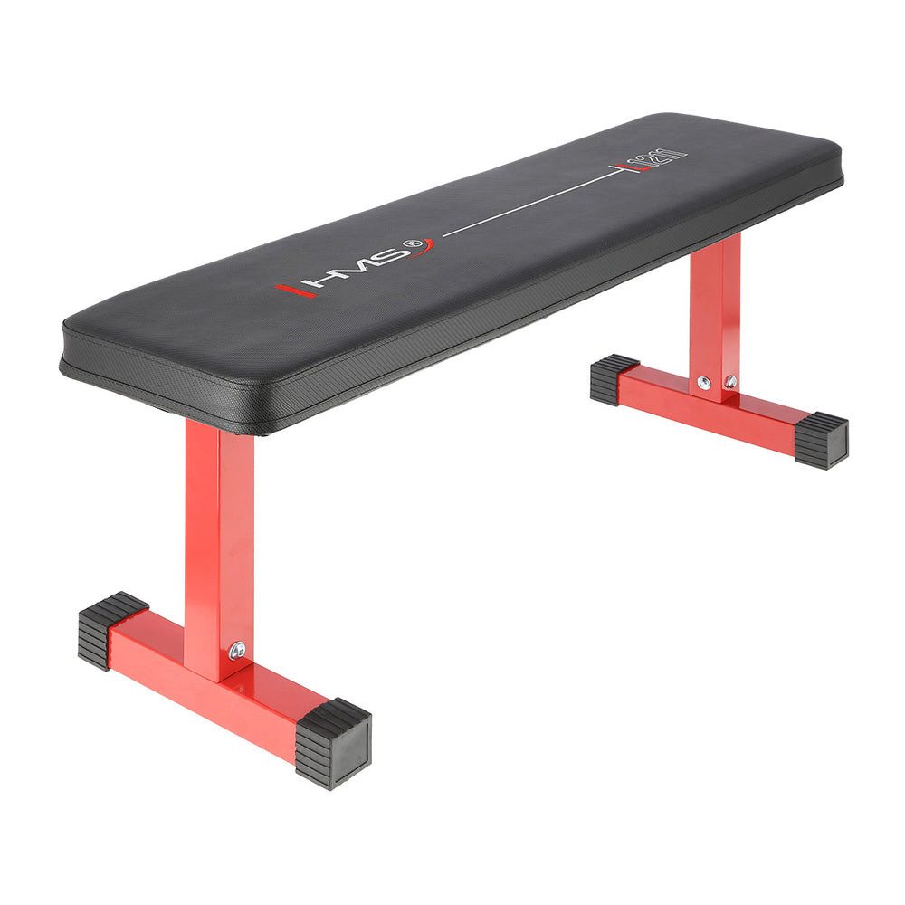 HMS Hantelbank Flachbank Trainingsbank Fitnessbank, (Spar-Set, 1-tlg., 110 x 36 x 47 cm stabil), rutschfeste Endkappen, schweißfeste Polsterung