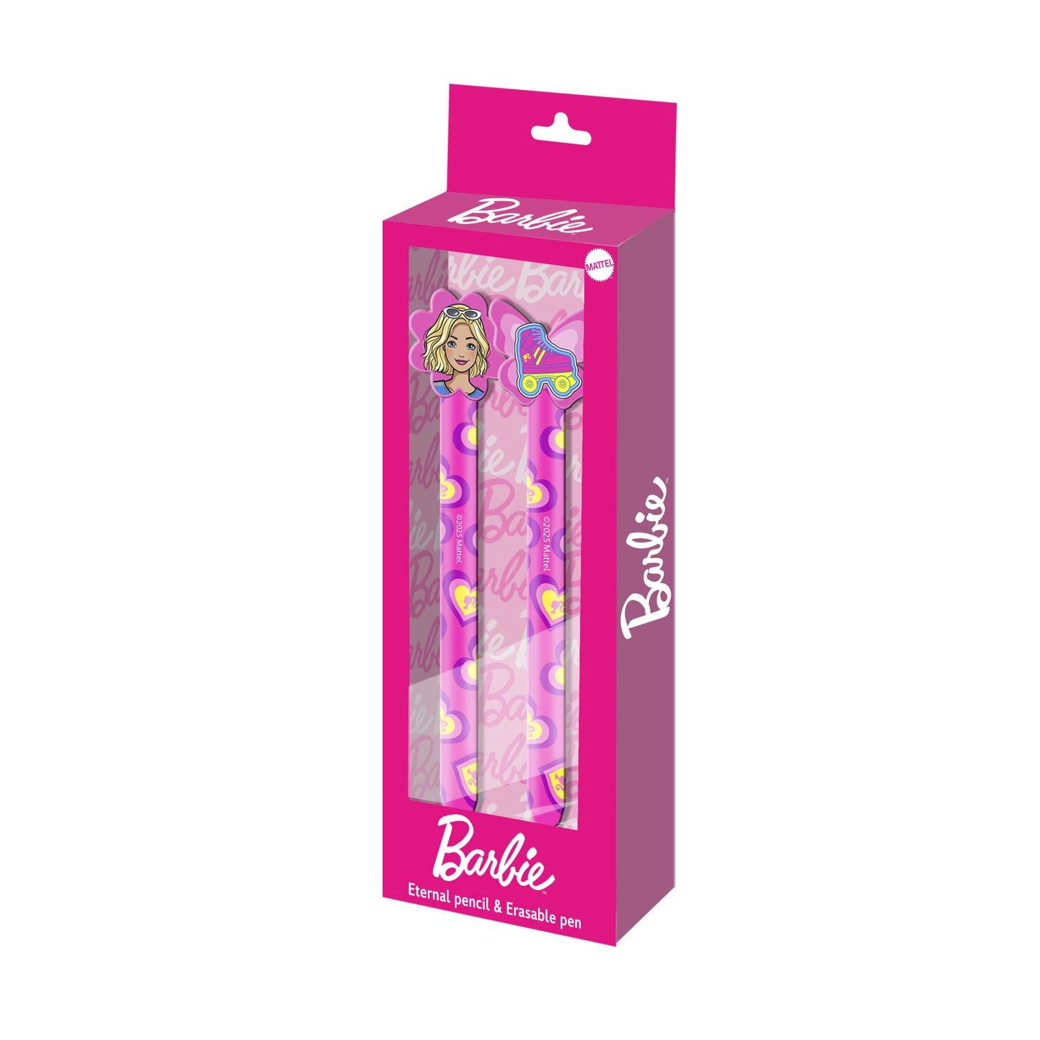 Karactermania Bleistift Barbie Mix-Set mit Ewiger Bleistift + Radierbarer Gelstift