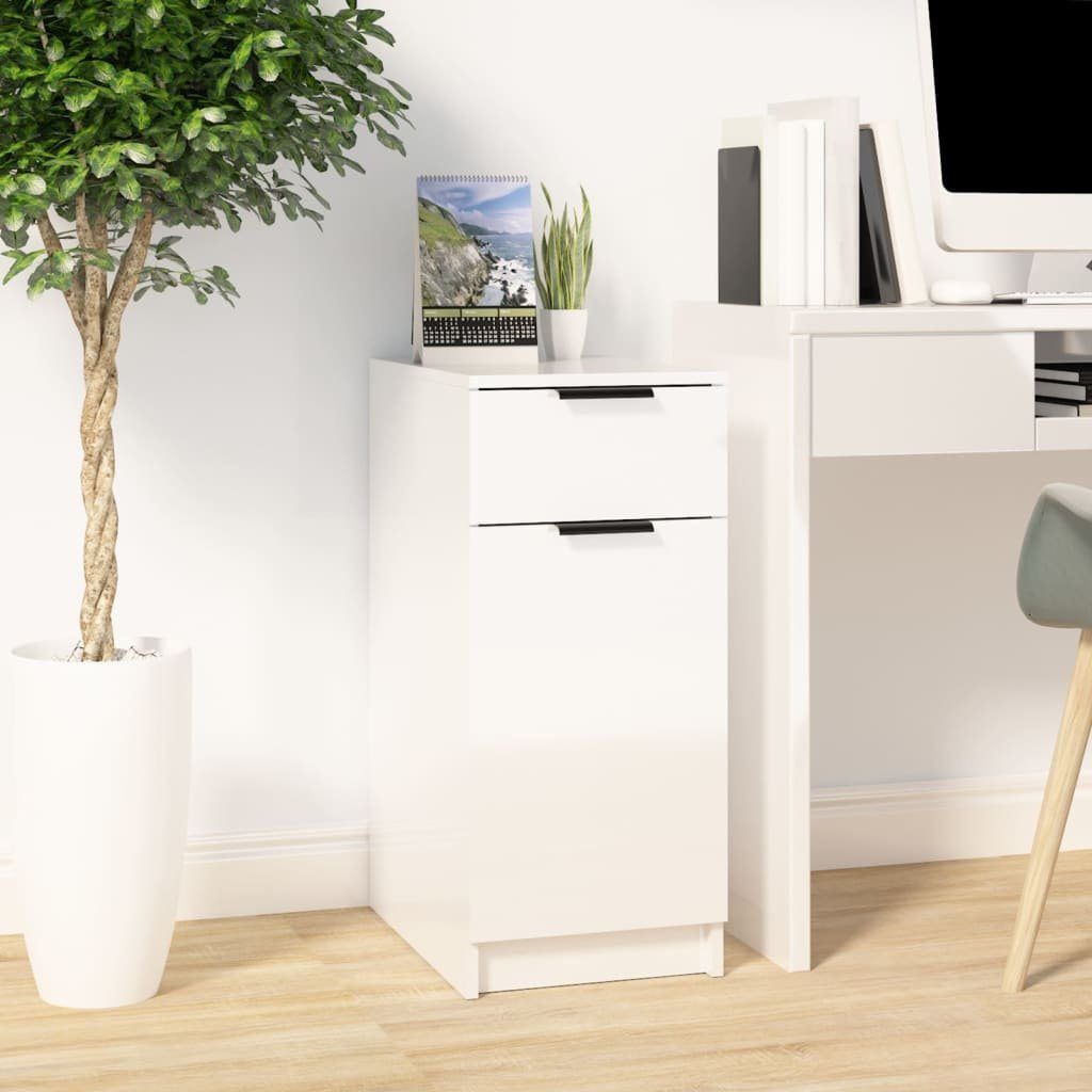 vidaXL Fächerschrank Schreibtischschrank Hochglanz-Weiß 33,5x50x75 Holzwerkstoff cm (1-St)