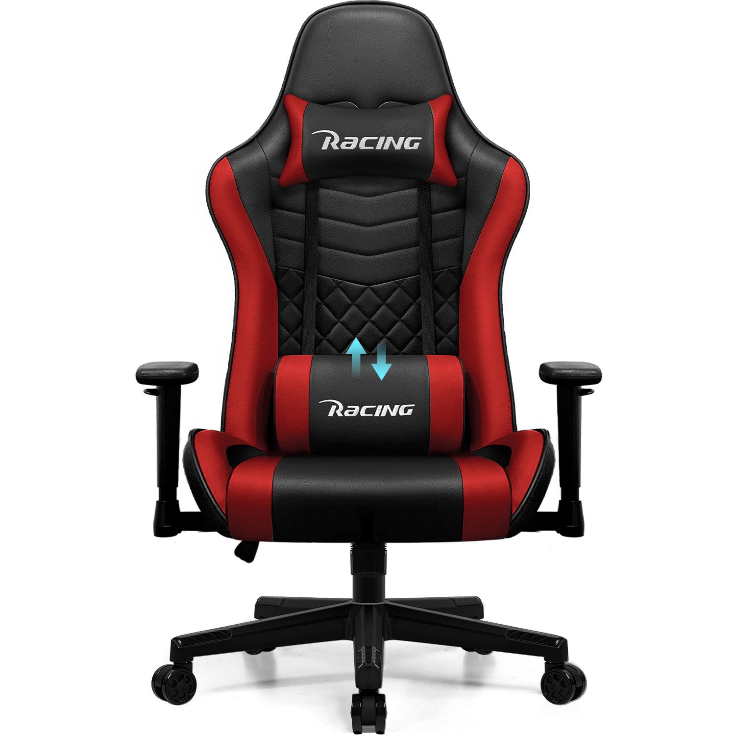 Hiazurm Gaming-Stuhl Gaming Stuhl, Bürostuhl Ergonomisch, Gaming Chair (Ergonomischer Gamer Stuhl mit Wippfunktion, bis 150 kg Belastbarkeit), Gaming Stuhl Bürostuhl mit Verstellbare Armlehnen, Kopfstütze