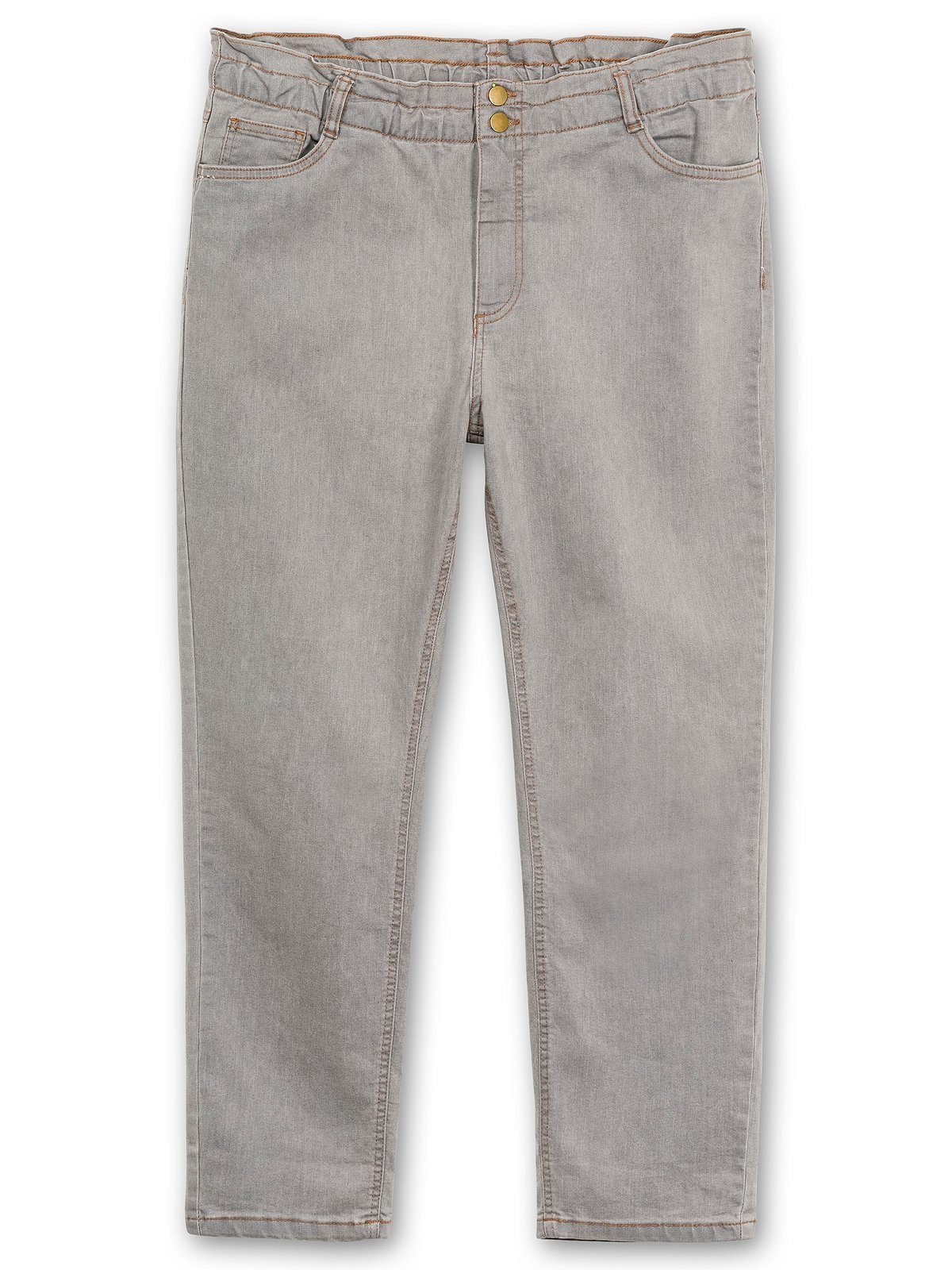 Sheego Gerade im grey Größen Jeans extrahohen Denim Paperbag-Schnitt Große