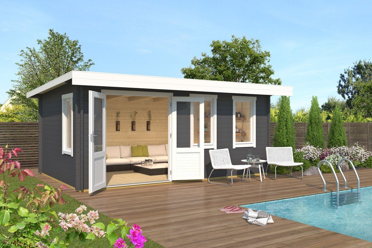 LASITA MAJA Gartenhaus Pultdach 5x4m Holz Baruda 53 in 40mm Wandstärke, BxT: 526x346 cm, mit Premium Dachbahn selbstklebend