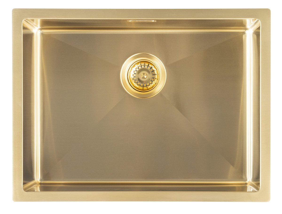 Sapho Küchenspüle ZENITH Edelstahl-spüle 60x45cm, Gold matt, Rechteck, 60/45 cm, Sapho-ZN6045Z