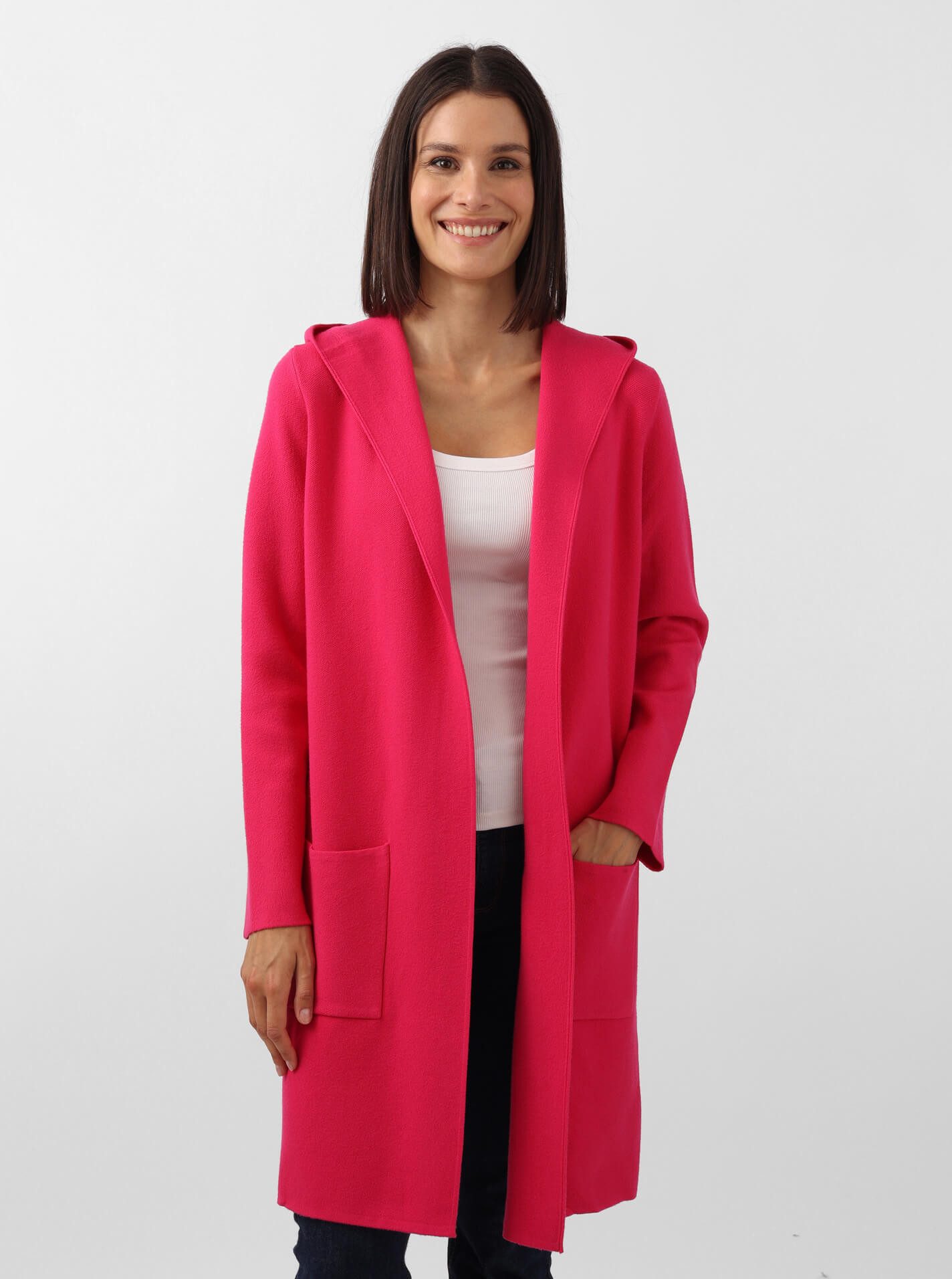 Zwillingsherz Cardigan Kapuze, Taschen, Langarm, ohne Verschluss