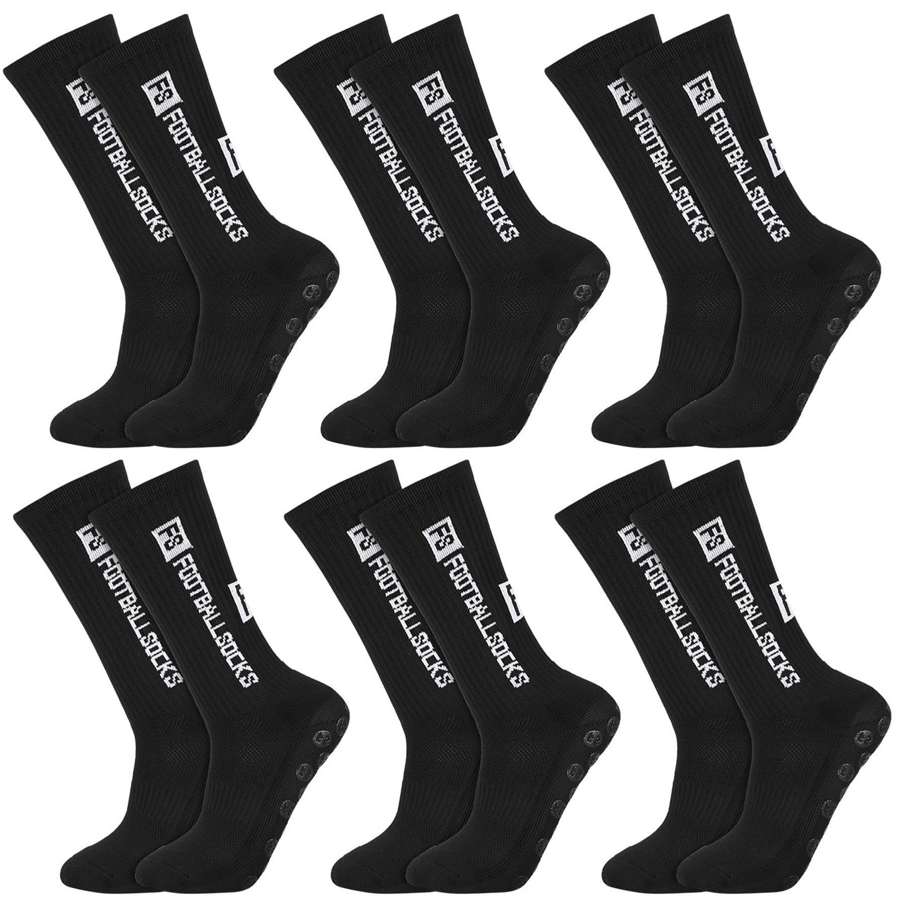 Keyura Спортивные носки 6 Paare Fußballsocken mit Punktkleber Rutschfest Hochelastisch 39-46 (Sportsocken Fußball Anti Rutsch Grip Fußball Носки, Носки Спортивные носки für Herren Damen Fussball Basketball Laufen) für Wanderungen,Radtouren,Ballspiele,Laufen,Workouts und überall dort