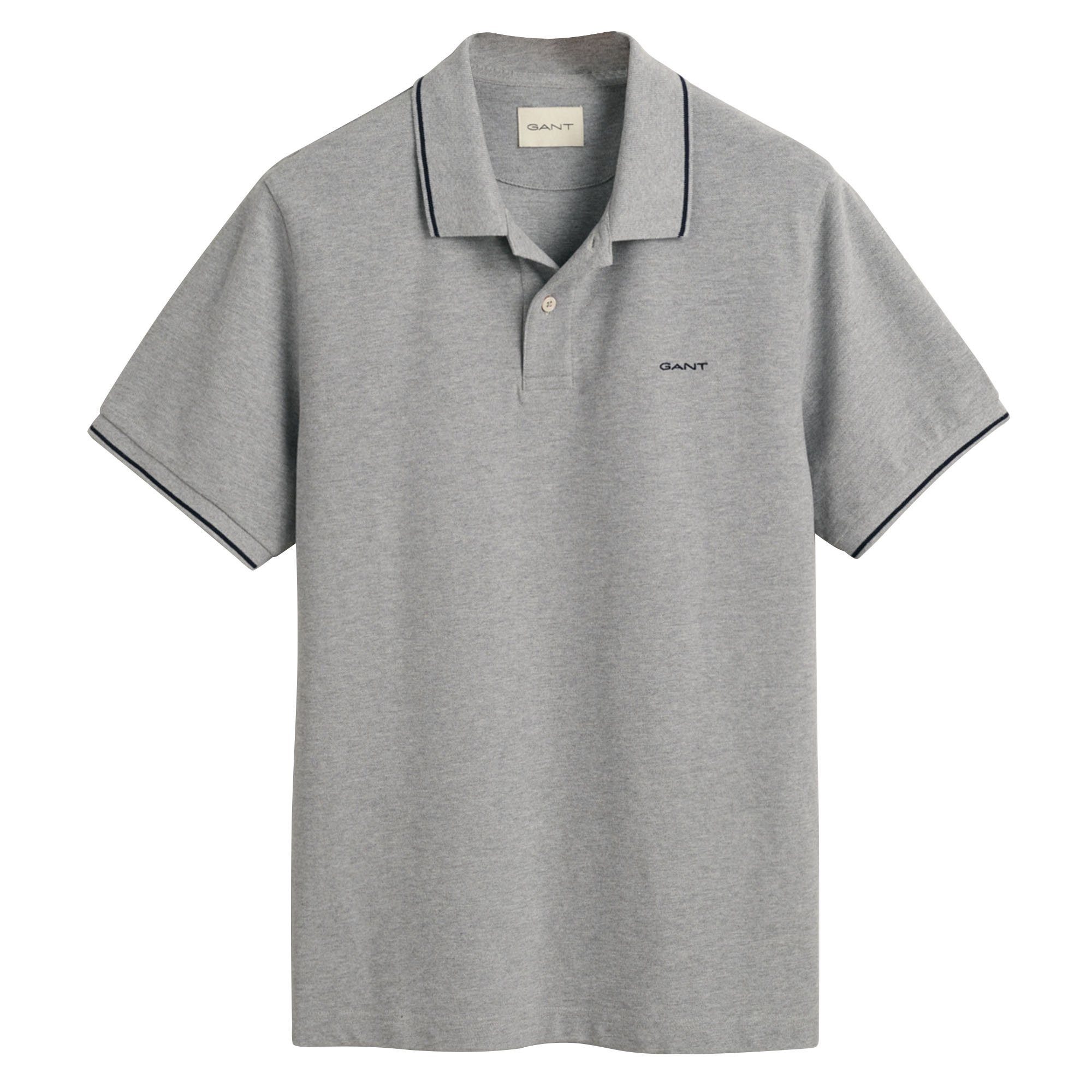 Gant Tipping Piqué Poloshirt Navy - Größe M günstig online kaufen
