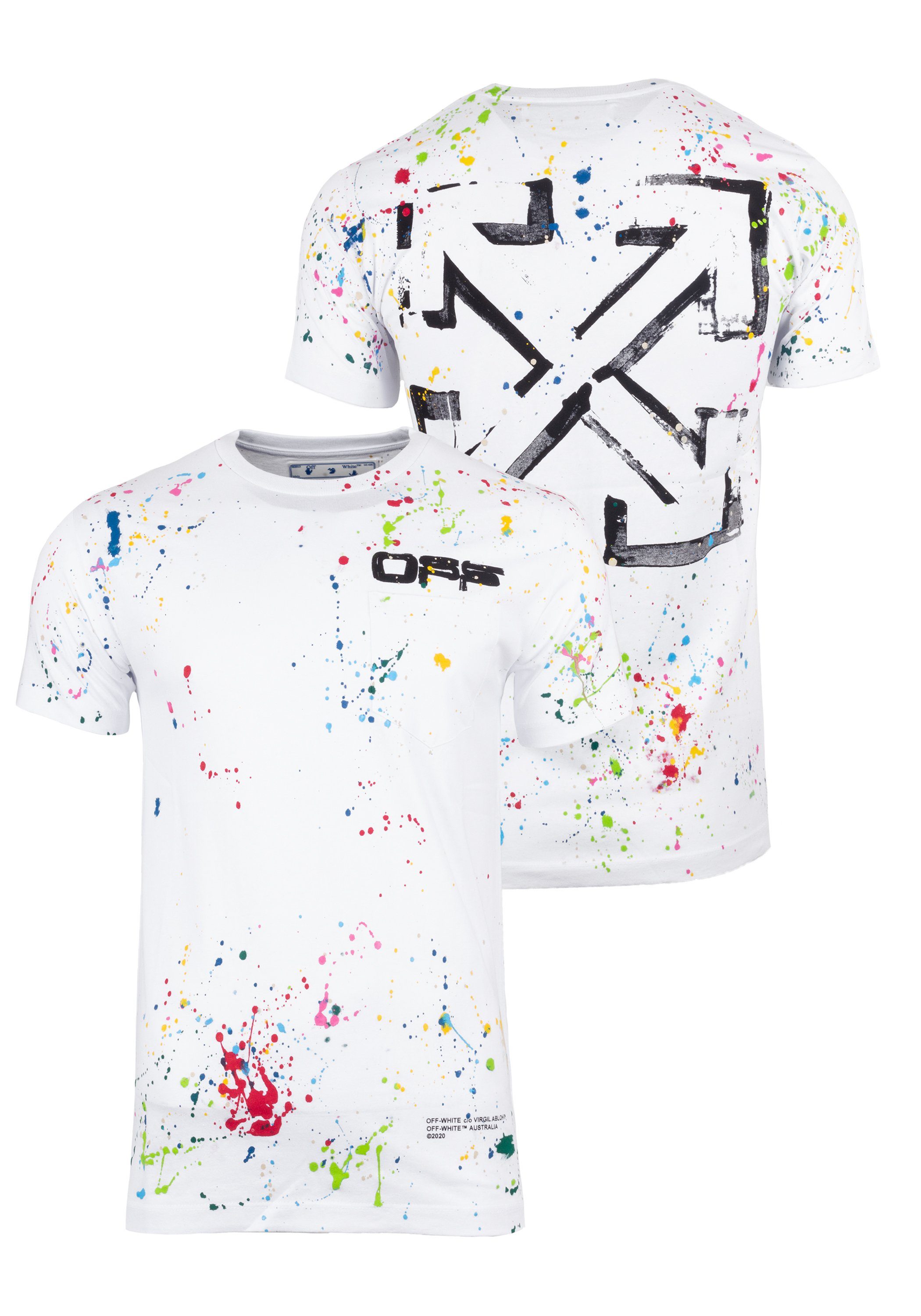 OFF-WHITE T-Shirt Off White Herren UO T-Shirt Splatter Pocket ID:  OMAA027T20JER0300110