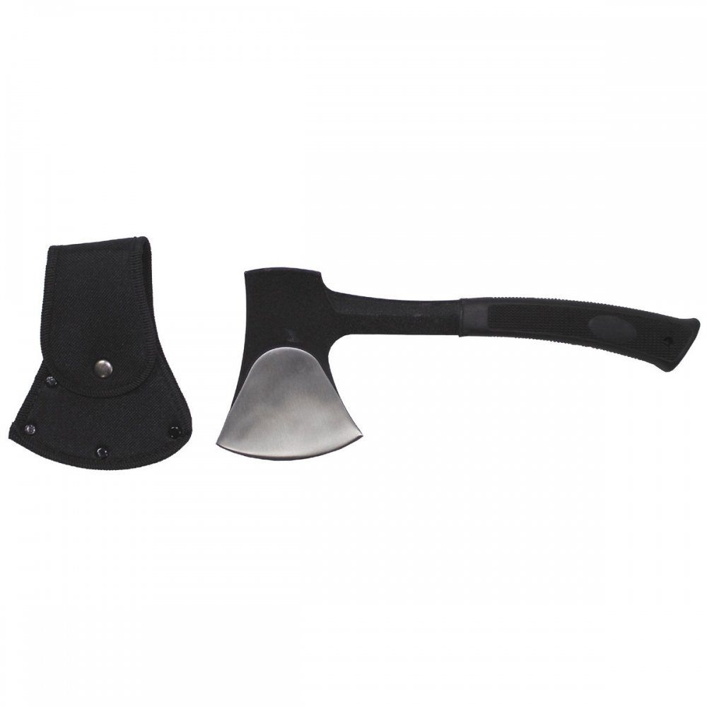 MFH Beil Beil aus Guss-Stahl, mit Gummigriff, ca. 29 cm, 640 g, Transportscheide mit Druckknopf