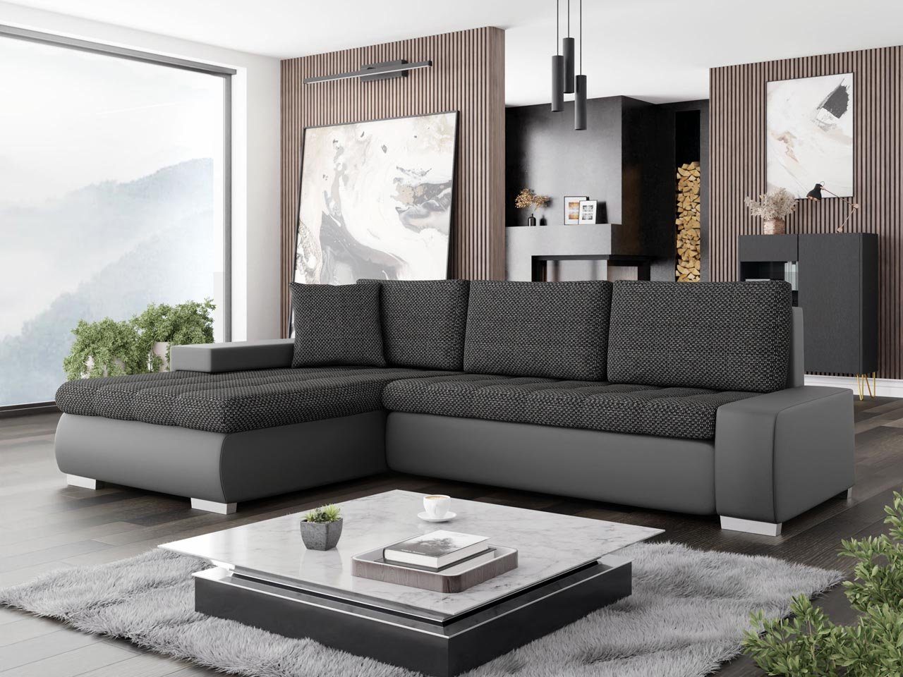 MIRJAN24 Ecksofa Orkan Mini, mit Schlaffunktion und Bettkasten, Universell L-Form Polsterecke