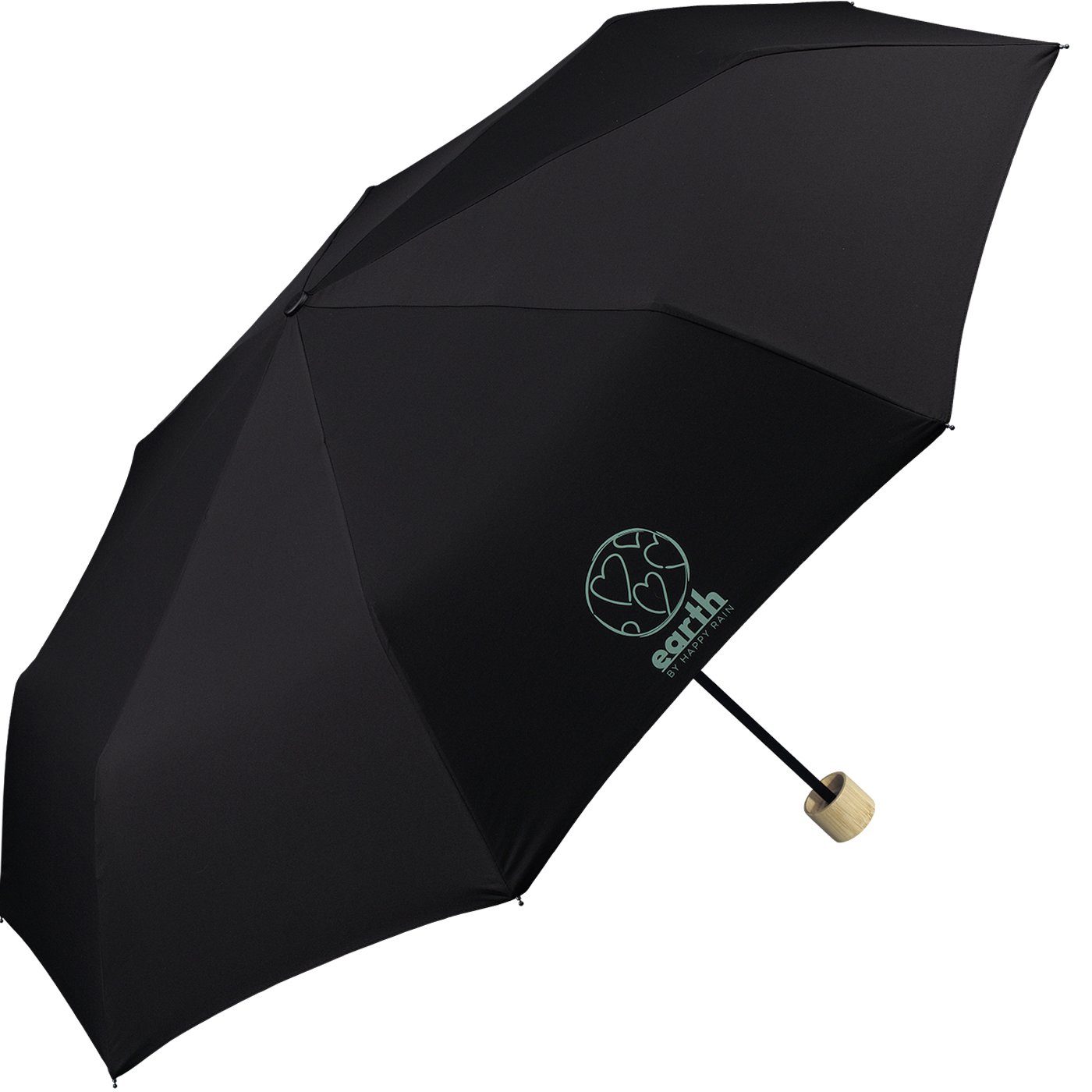 HAPPY RAIN Taschenregenschirm Earth Umwelt stabiler geschützt gut Super-Mini-Schirm, schwarz etwas - nachhaltiger tun die für