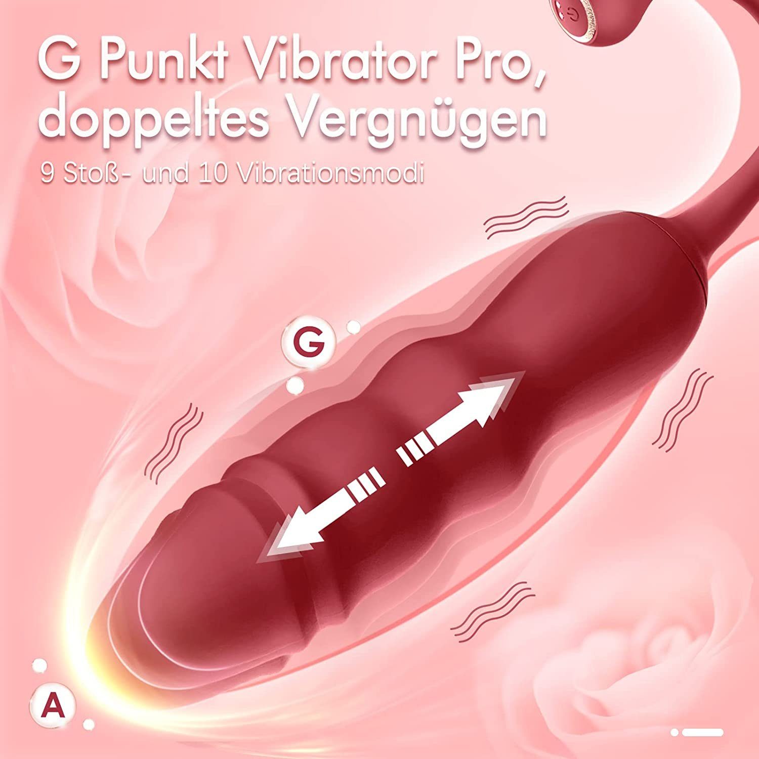 G-Punkt-Vibrator mit Vibrationsmodi Starken 9 Vibrator Analvibrator und Stimulator, 10 Klitoris autolock Bullet Nippel Stoßfunktion weinrot