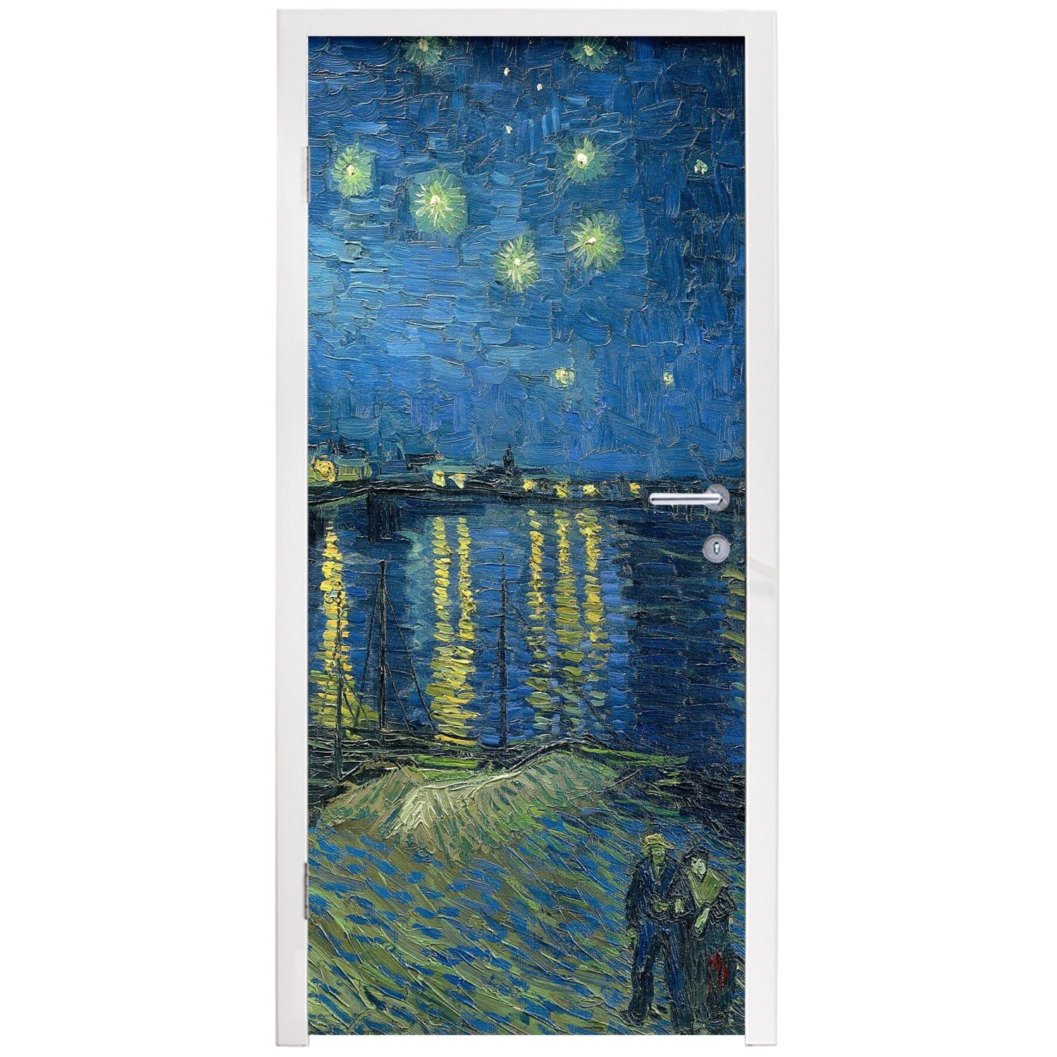 Vincent Türaufkleber, 75x205 Fototapete Nacht (1 Türtapete für St), Matt, bedruckt, - Die sternenklare cm van MuchoWow Gogh, Tür,