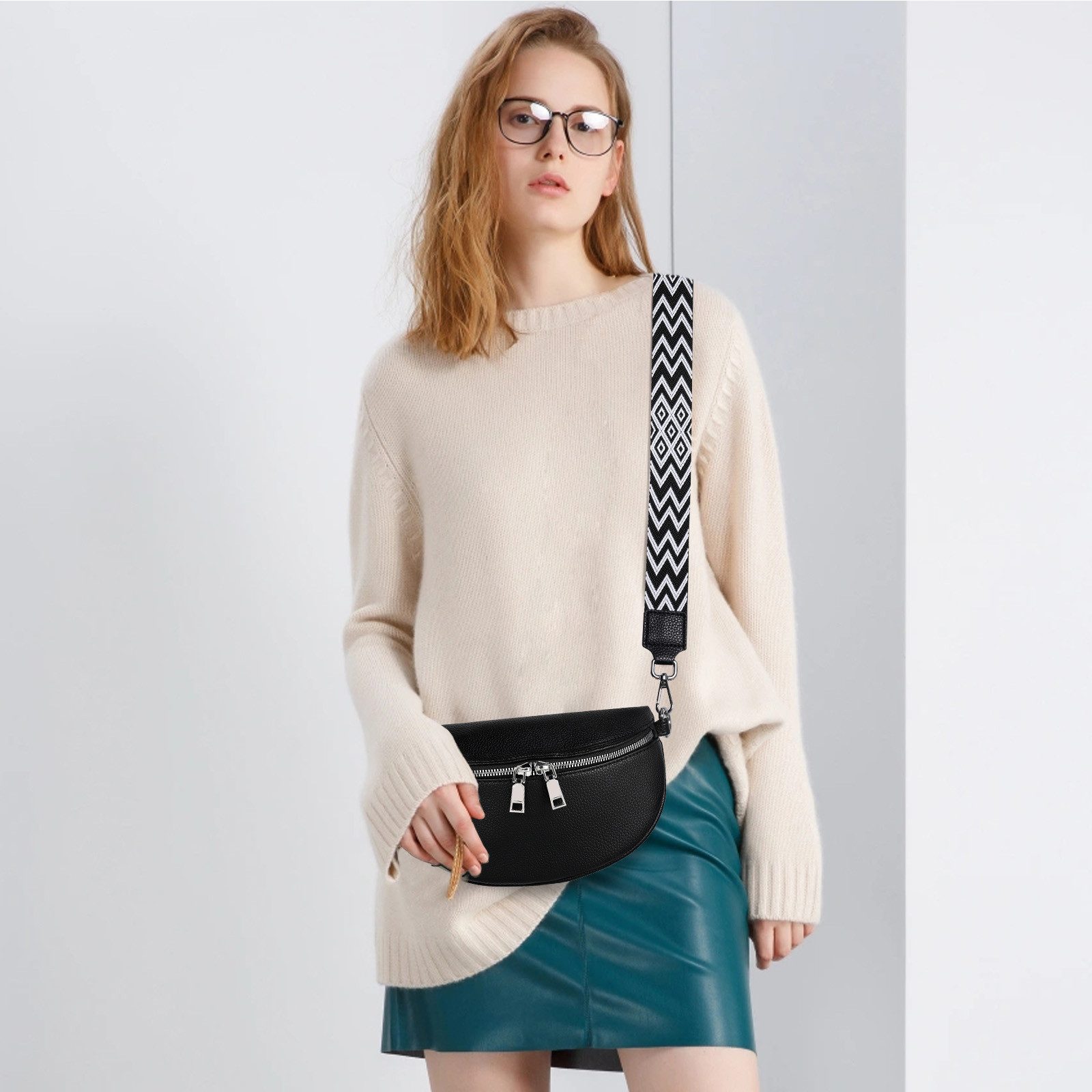 TAN.TOMI Schultertasche Damen Bauchtasche Gürteltasche Umhängetasche Crossbody-Bag Hüfttasche, als Schultertasche tragbar mit Verstellbare Schultergurte