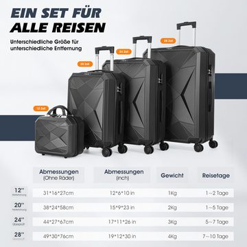 oyajia Kofferset Kofferset 4 Teilig Hartschale Leicht ABS+PC Erweiterbar Reisekoffer, Haltbar Trolley Handgepäck Sets mit TSA Schloss und 4 Rollen (SML-XL)