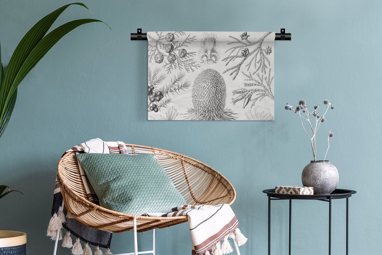 - - Haeckel Ernst - - Illustration Wohnzimmer, Wanddeko - Retro Natur, Wanddekoobjekt Kinderzimmer Schlafzimmer, Kleid, MuchoWow Kunst Koniferen Wandbehang, für