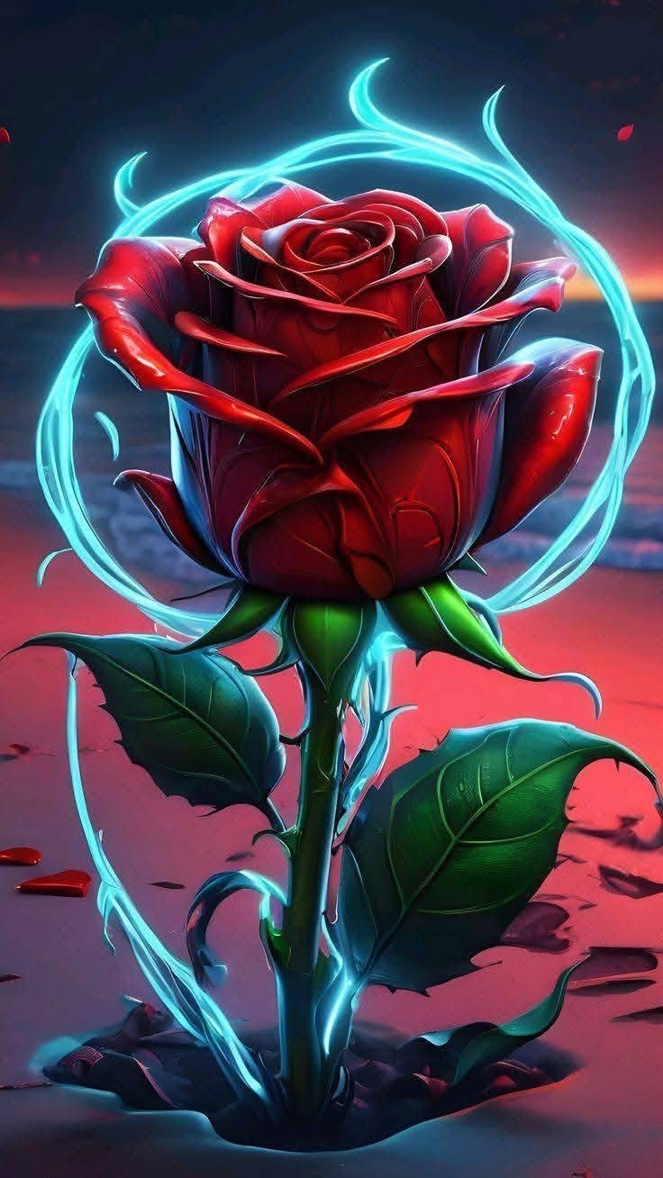 Rötting Design Malen nach Zahlen Diamond Painting Set 5D DIY Motiv elektrifizierende rote Rose (Komplett-Set, Vollbild), Diamond Painting Vollbild, Vollständiges Zubehörpaket